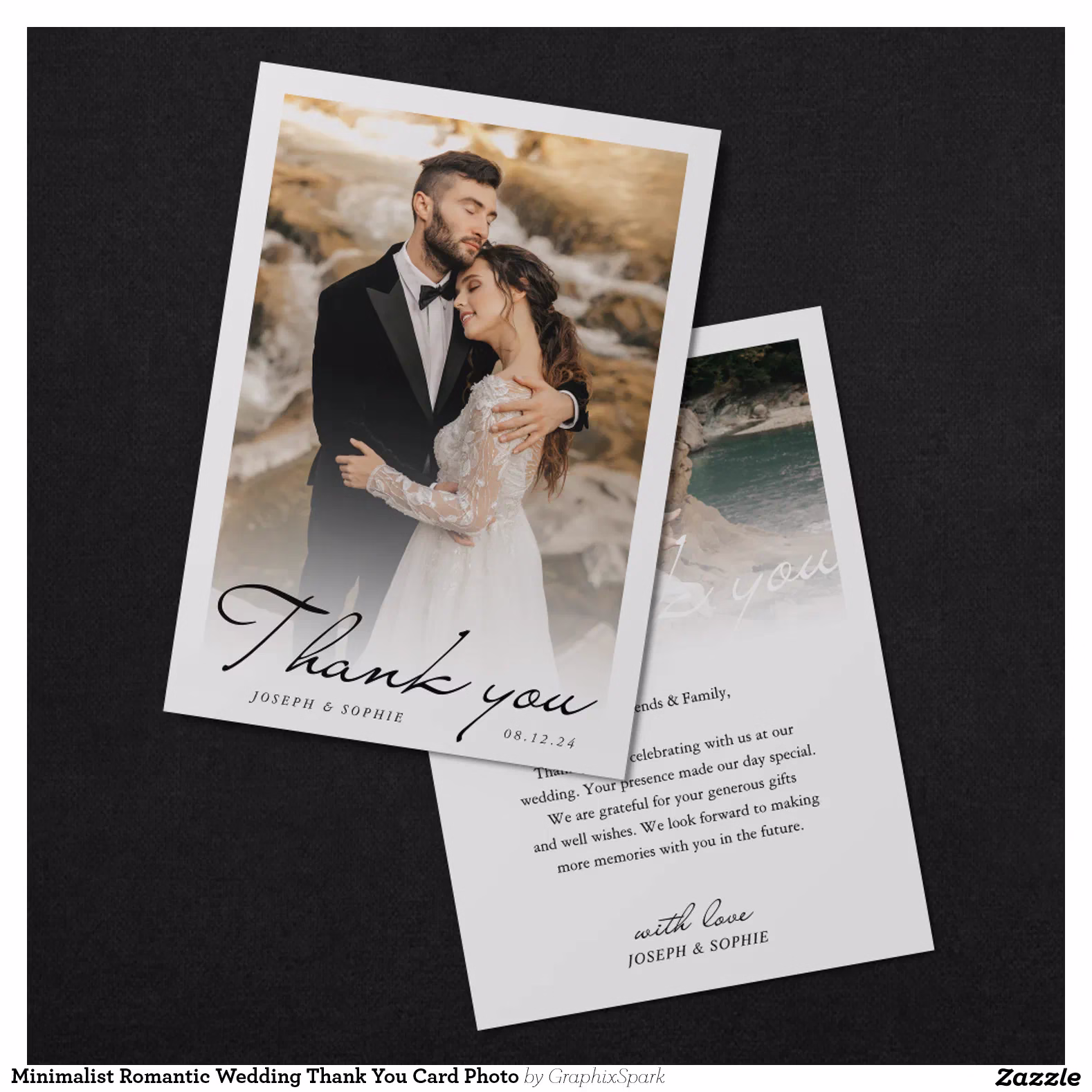 Minimalist Romantic Wedding Thank You Card Photo