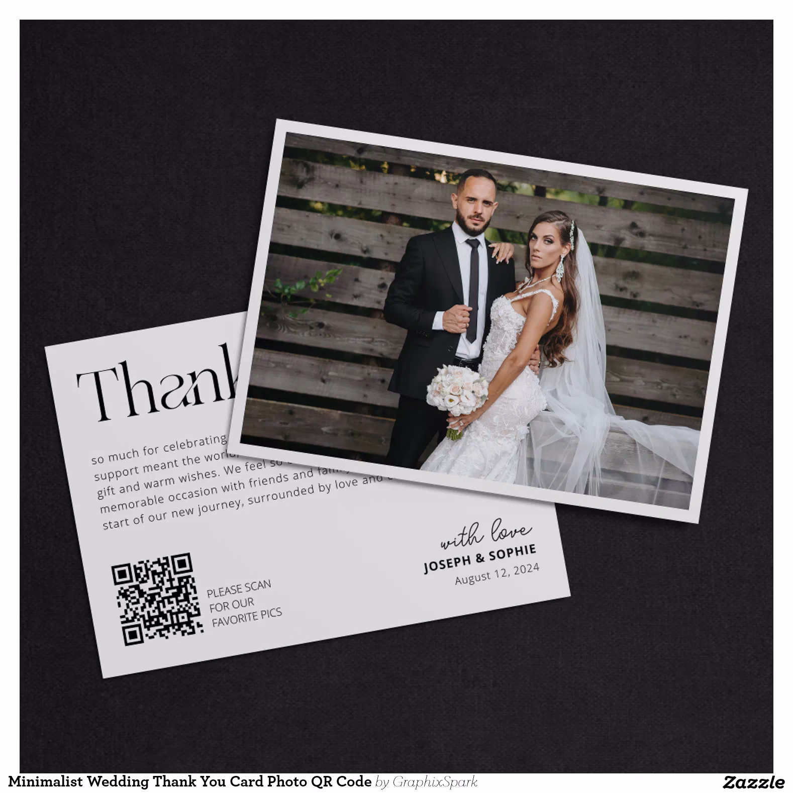 Minimalist Wedding Thank You Card Photo QR Code