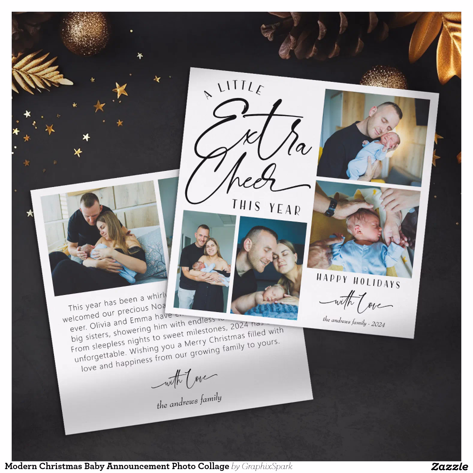 Modern Christmas Baby Announcement Photo Collage