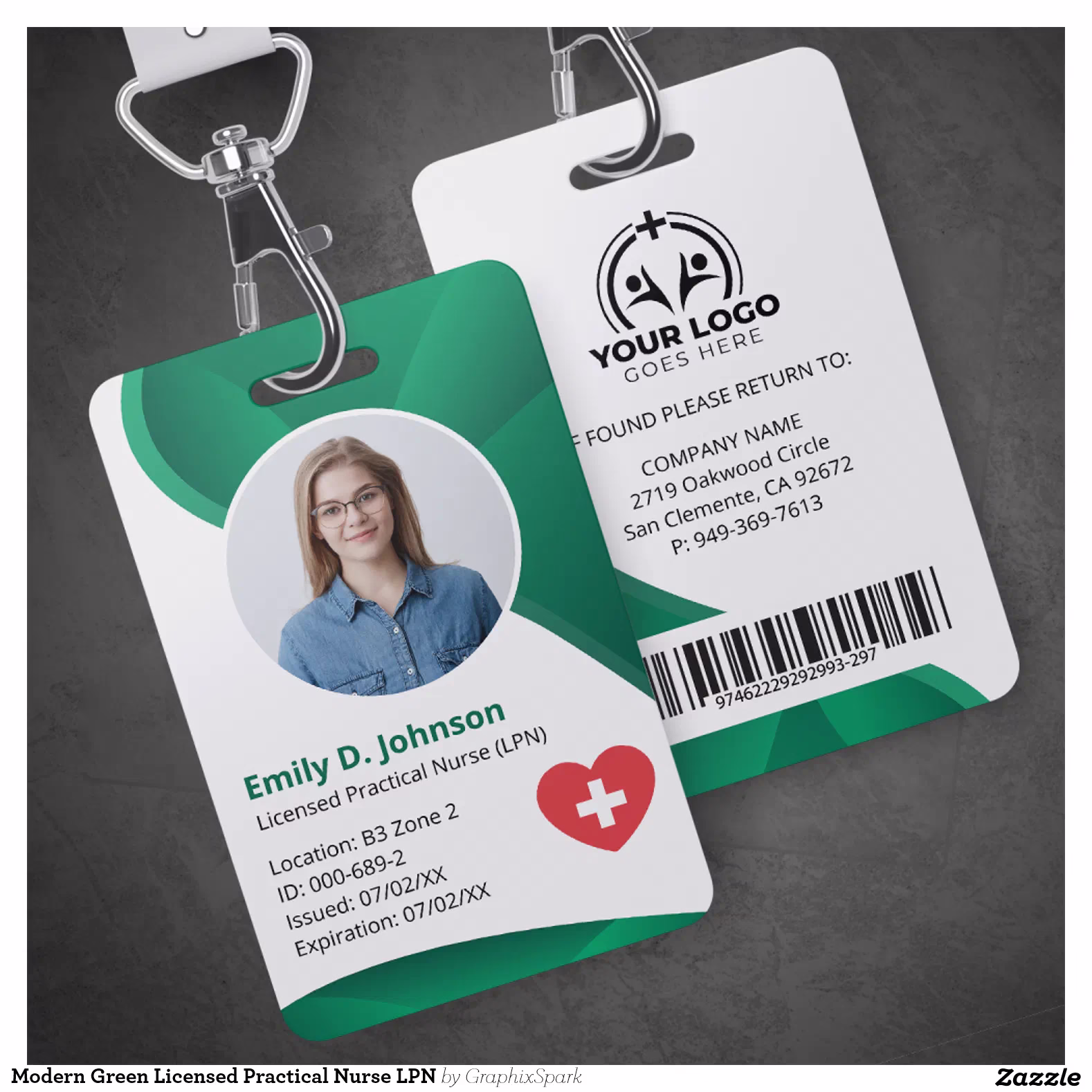 Modern Green Licensed Practical Nurse LPN Badge