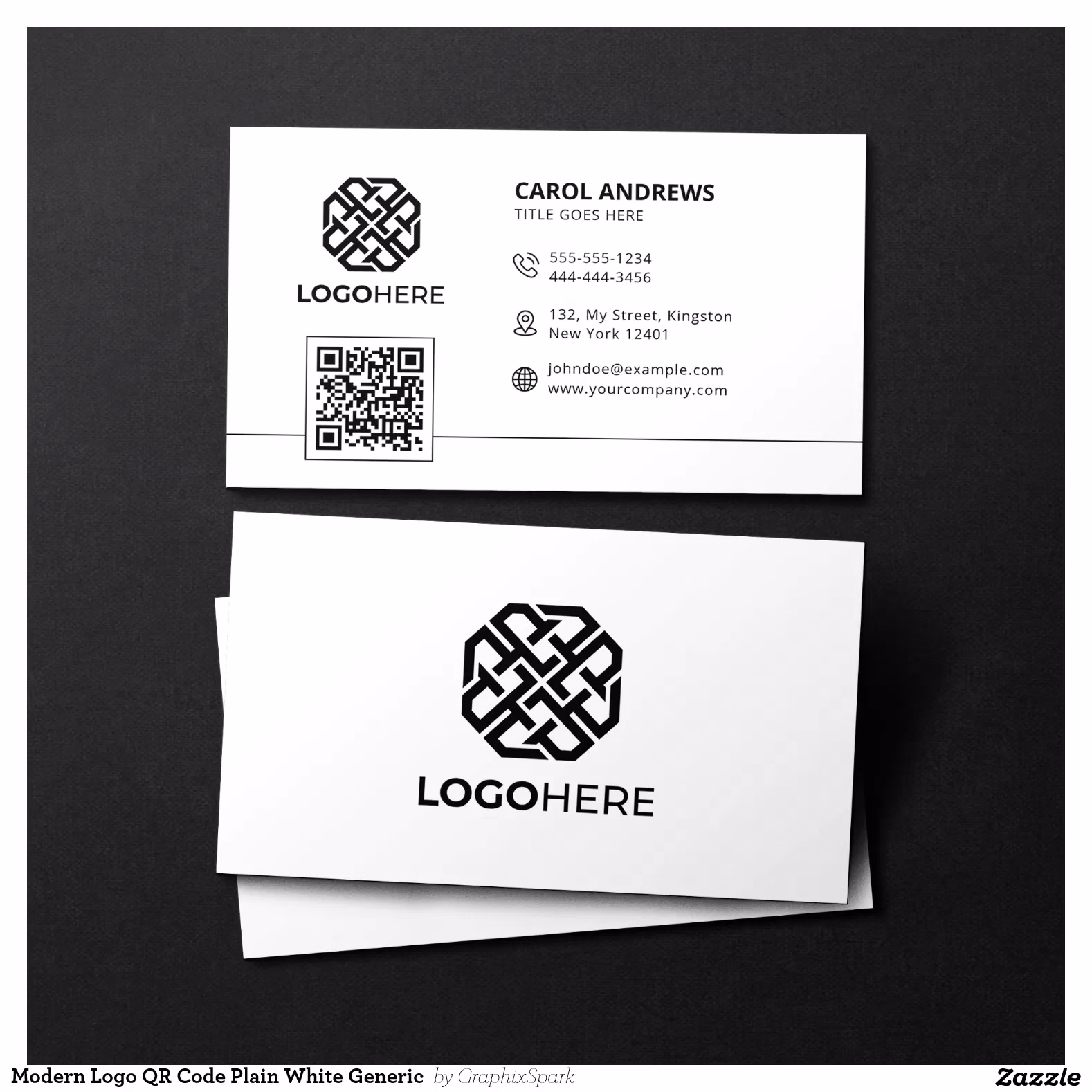 Modern Logo QR Code Plain White Generic  Business Card