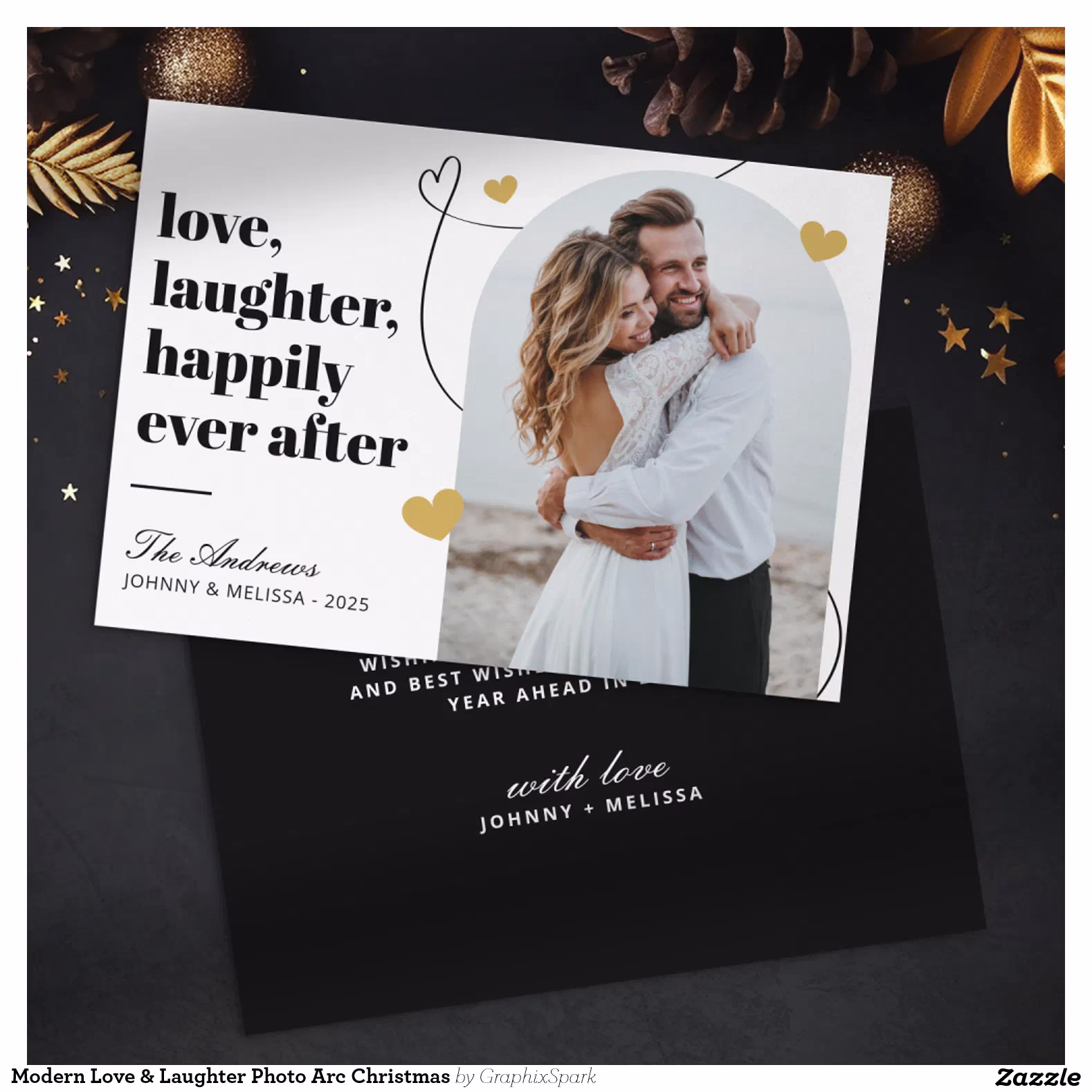 Modern Love & Laughter Photo Arc Christmas Holiday Card