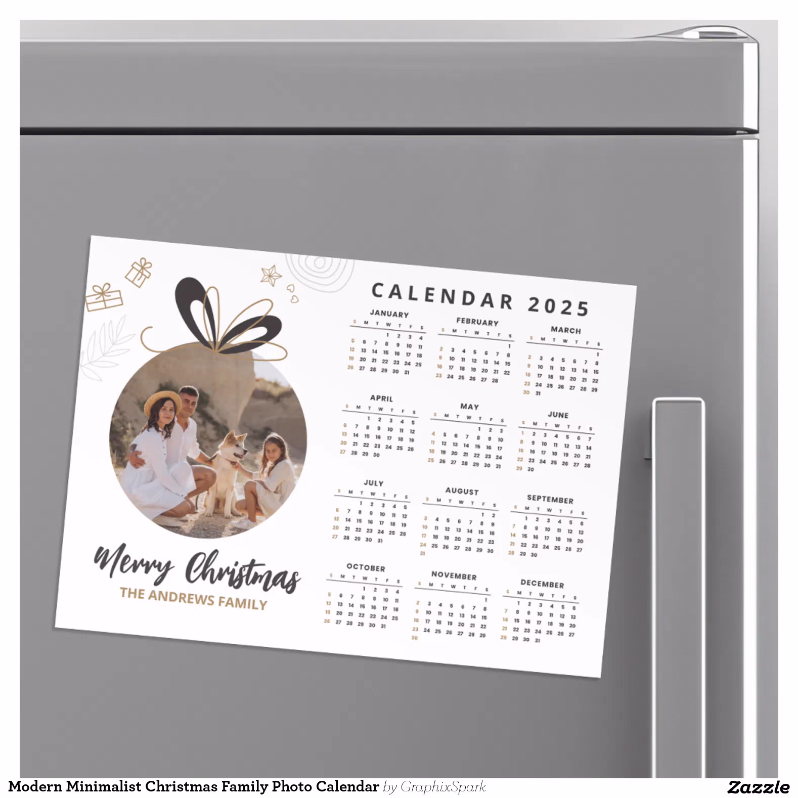Modern Minimalist Christmas Family Photo Calendar