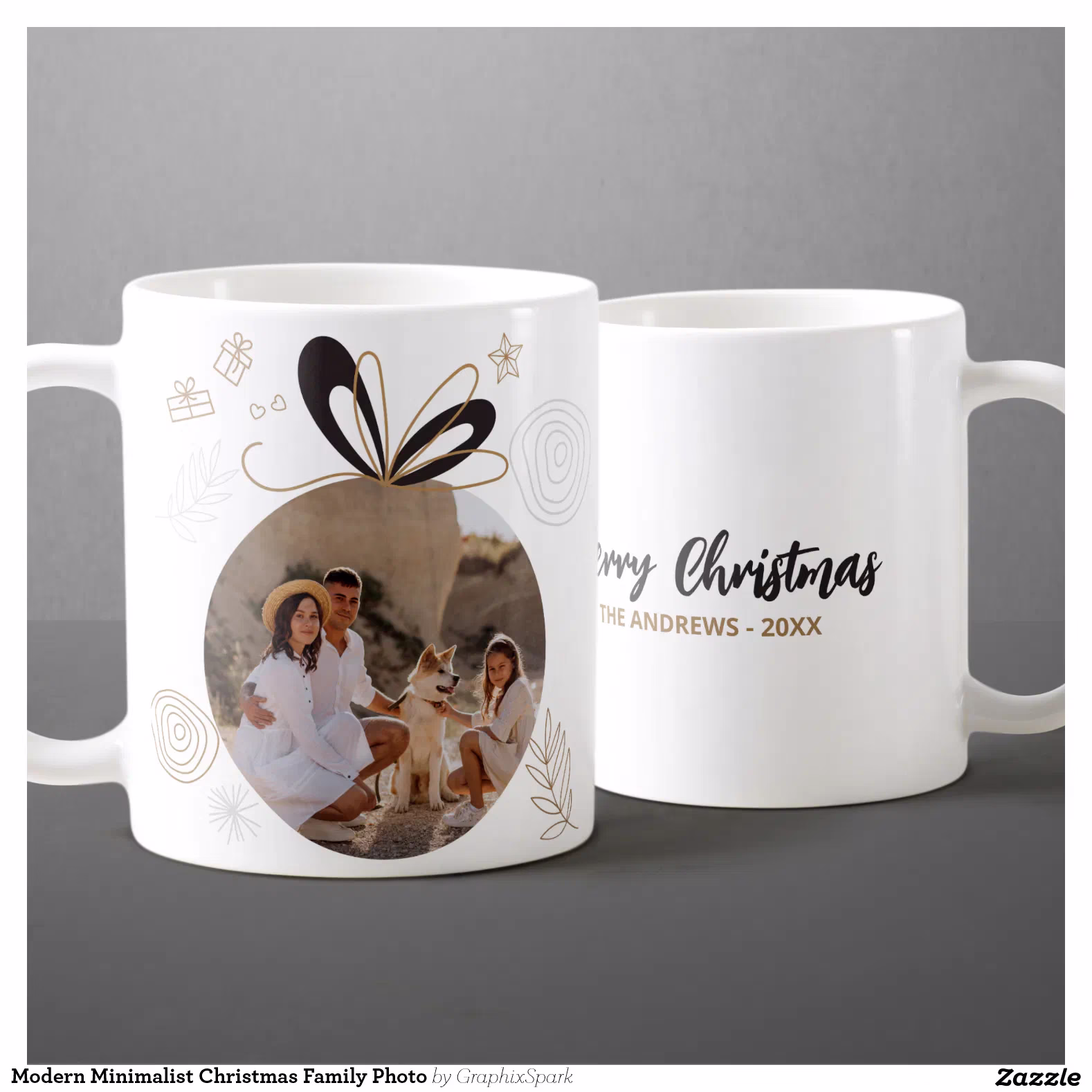 Modern Minimalist Christmas Family Photo Coffee Mug