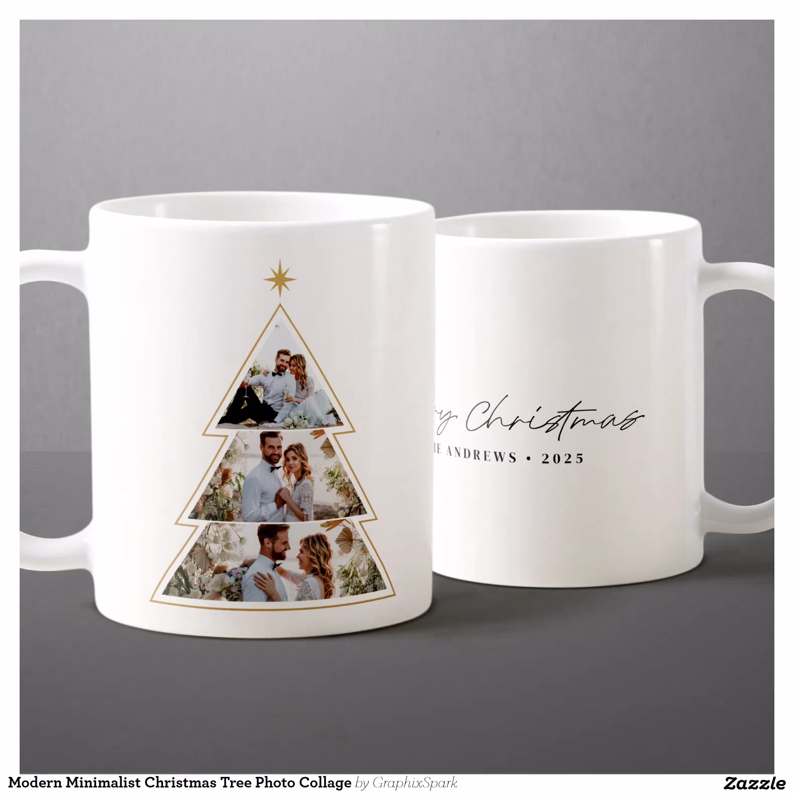 Modern Minimalist Christmas Tree Photo Collage Coffee Mug