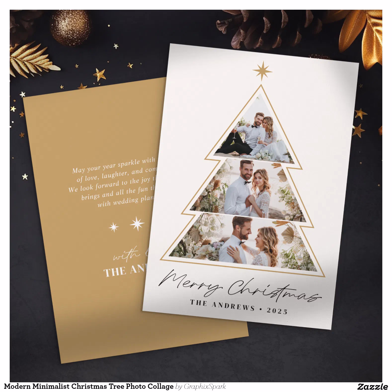 Modern Minimalist Christmas Tree Photo Collage Holiday Card