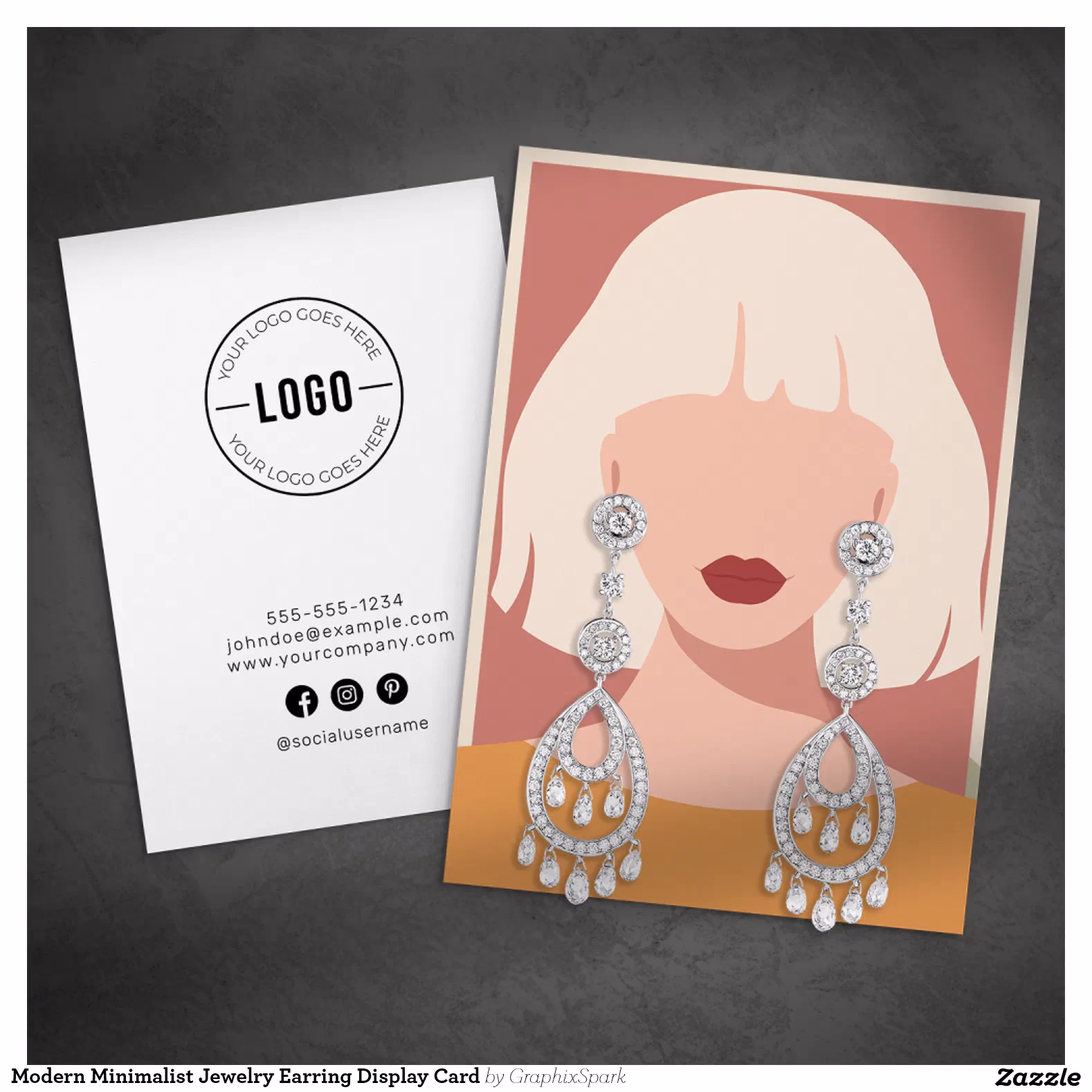 Modern Minimalist Jewelry Earring Display Card