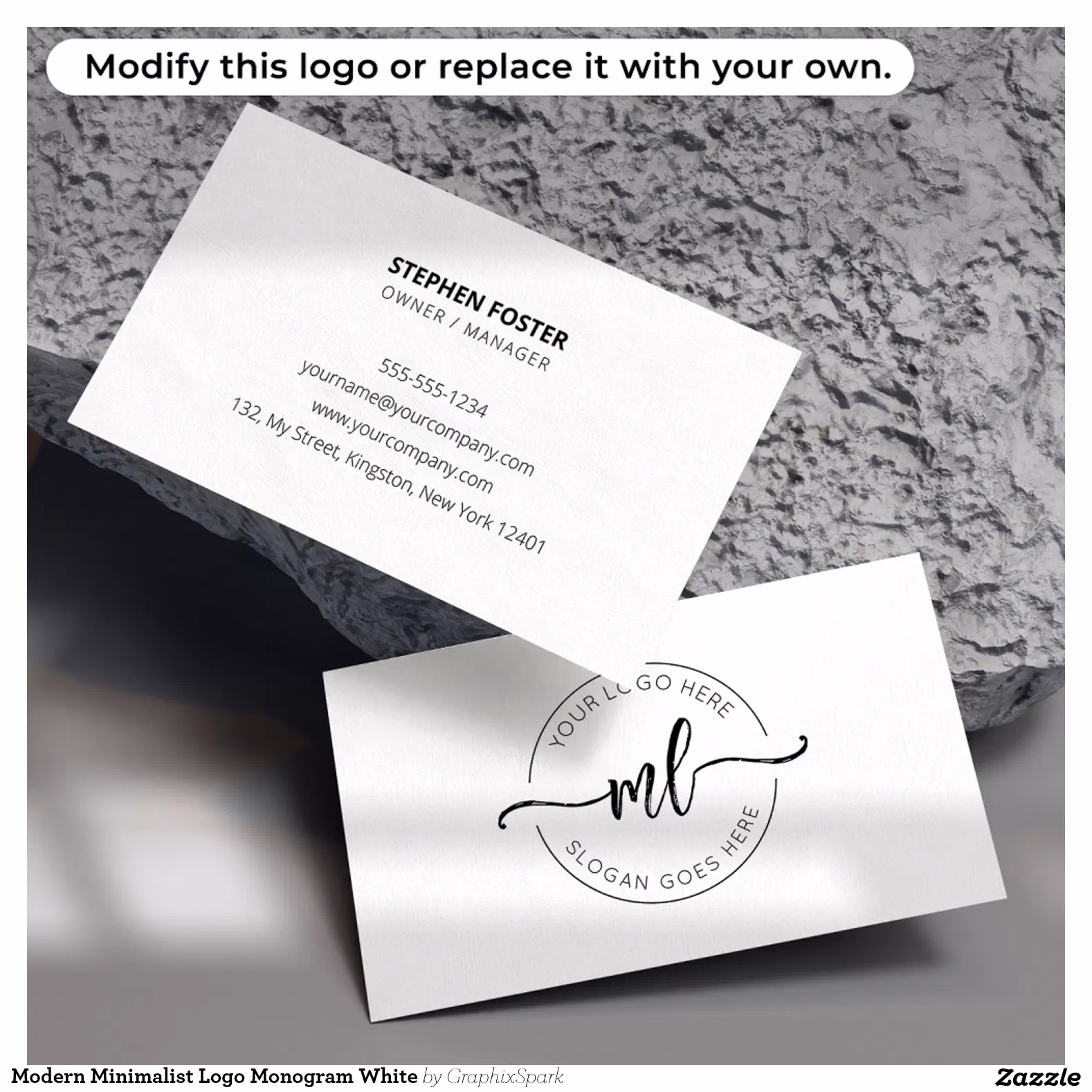 Modern Minimalist Logo Monogram White Business Card