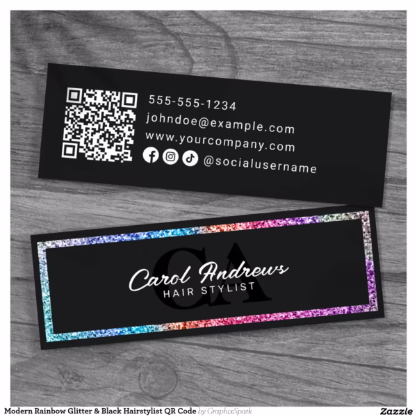 modern_rainbow_glitter_black_hairstylist_qr_code_mini_business_card-r_zh1ssf_1500.webp