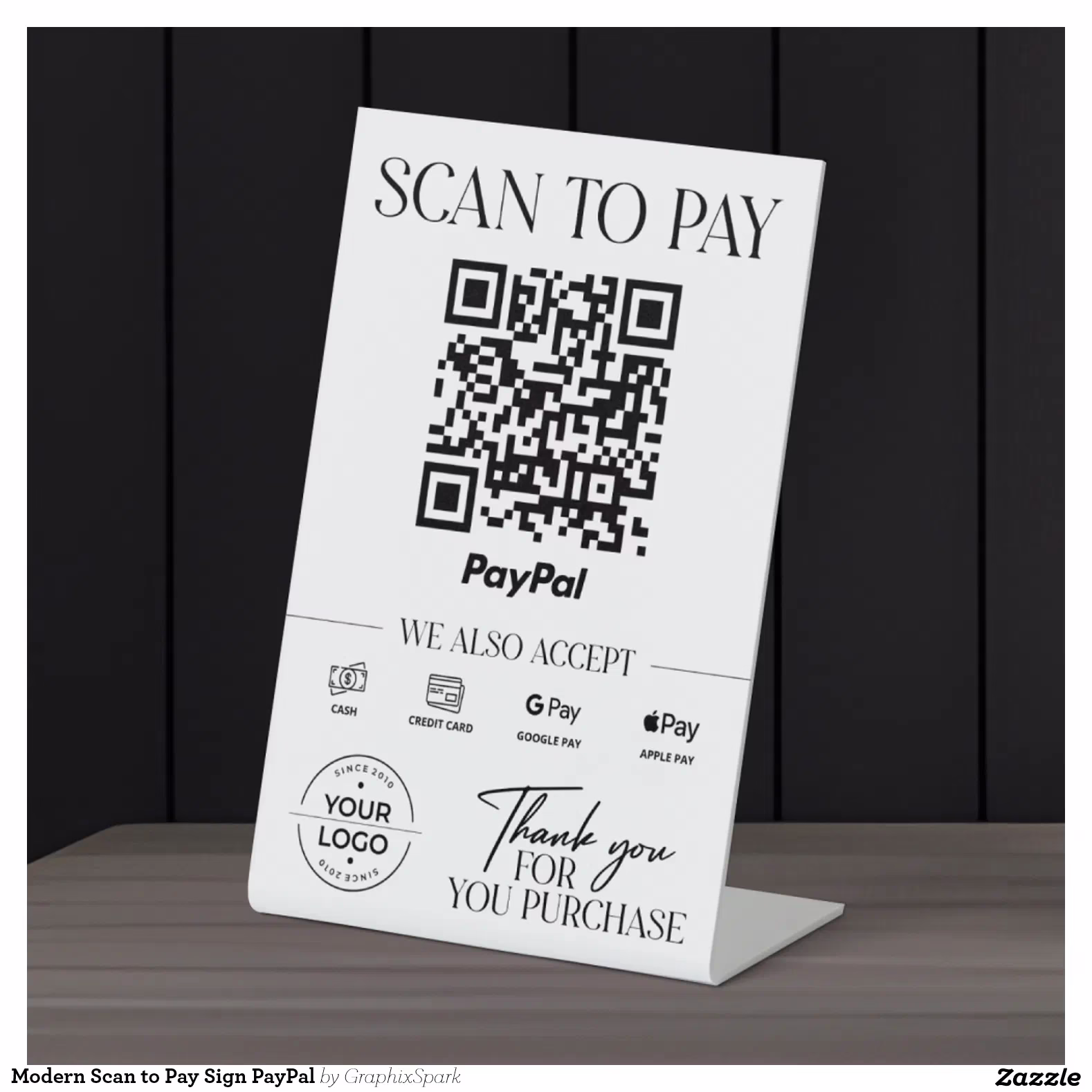 Modern Scan to Pay Sign PayPal