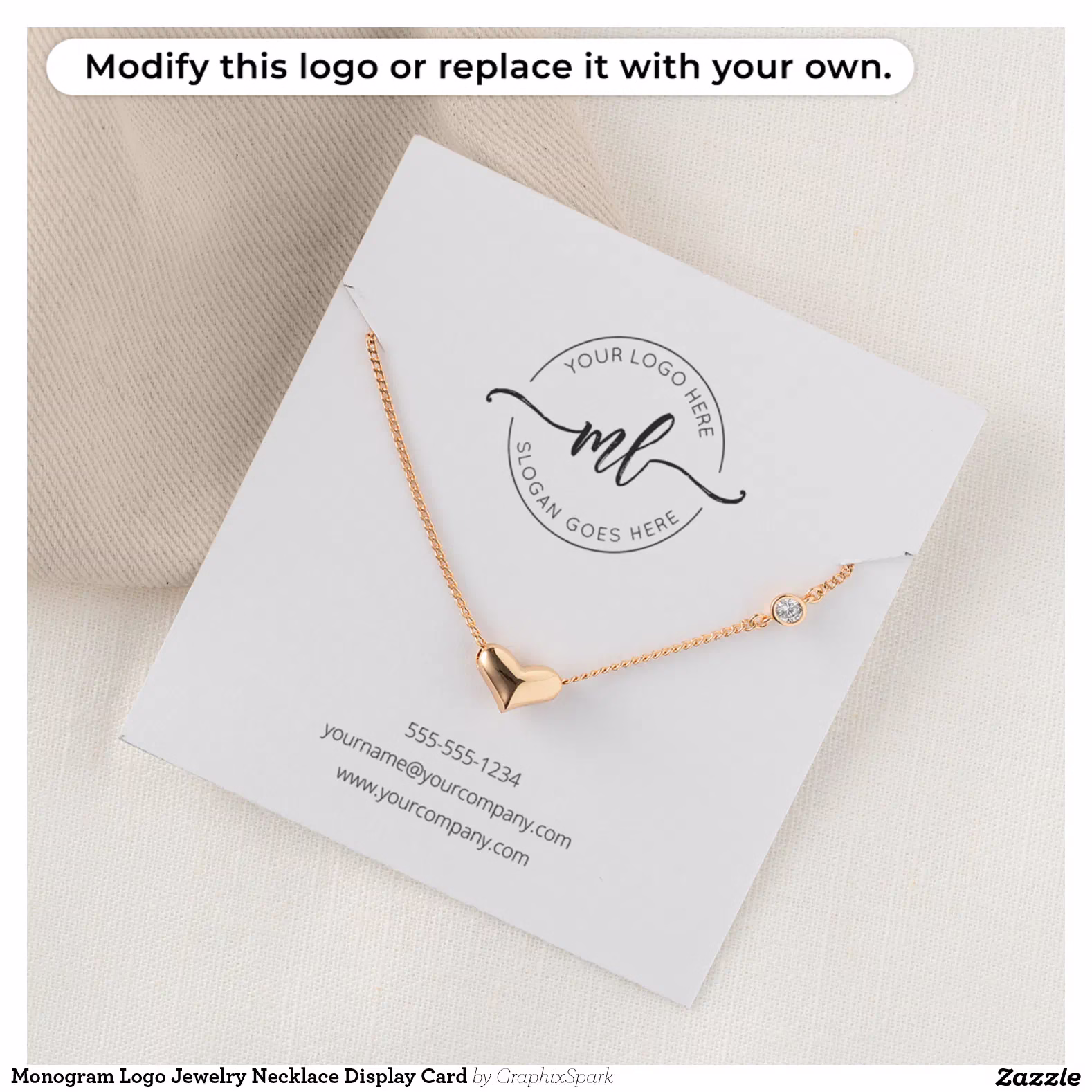Monogram Logo Jewelry Necklace Display Card