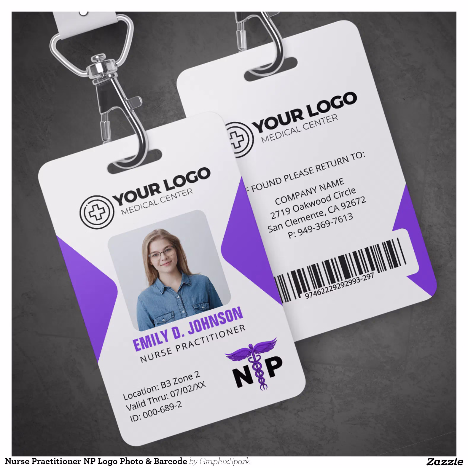 Nurse Practitioner NP Logo Photo & Barcode Badge