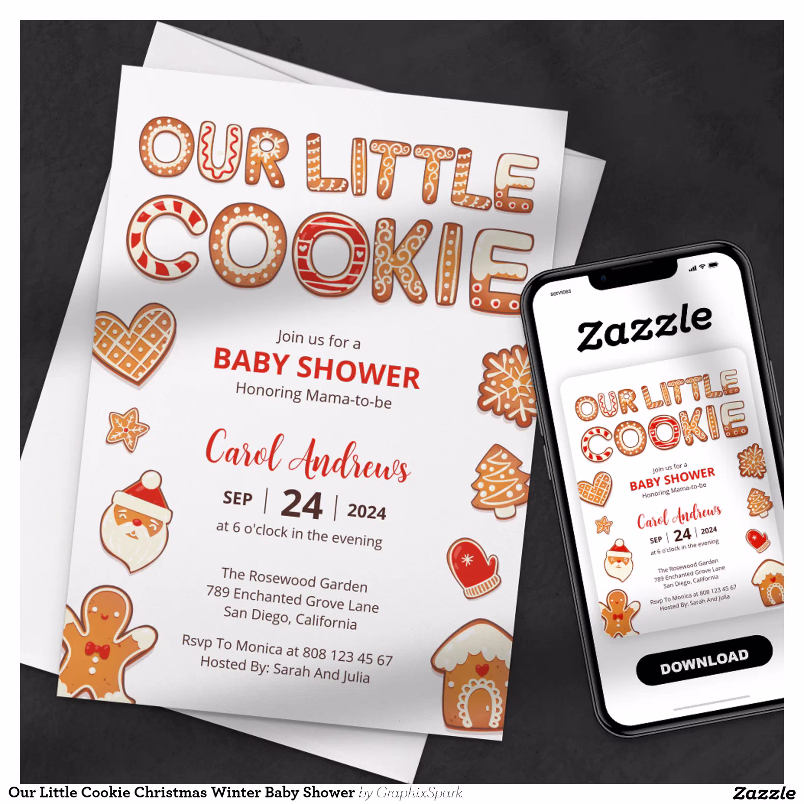 Our Little Cookie Christmas Winter Baby Shower Invitation