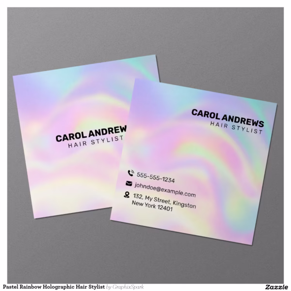 pastel_rainbow_holographic_hair_stylist_square_business_card-r_zh1arx_1500.webp