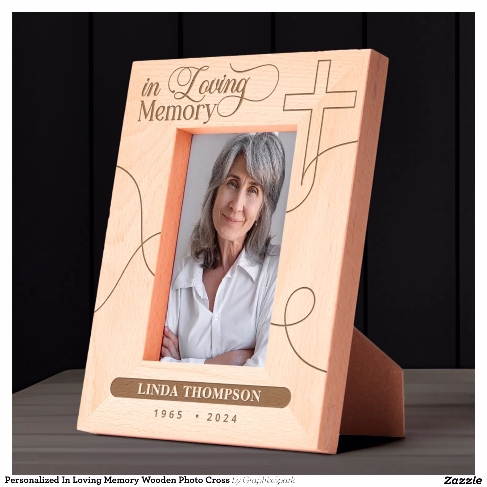 Personalized In Loving Memory Wooden Photo Cross Engraved Frames