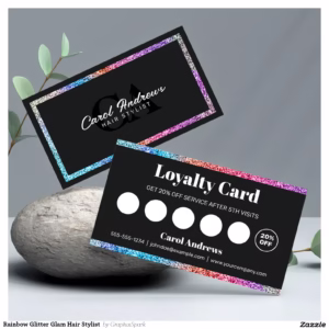 Rainbow Glitter Glam Hair Stylist  Loyalty Card