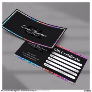 Rainbow Glitter Sparkle Modern Hair Stylist  Cards