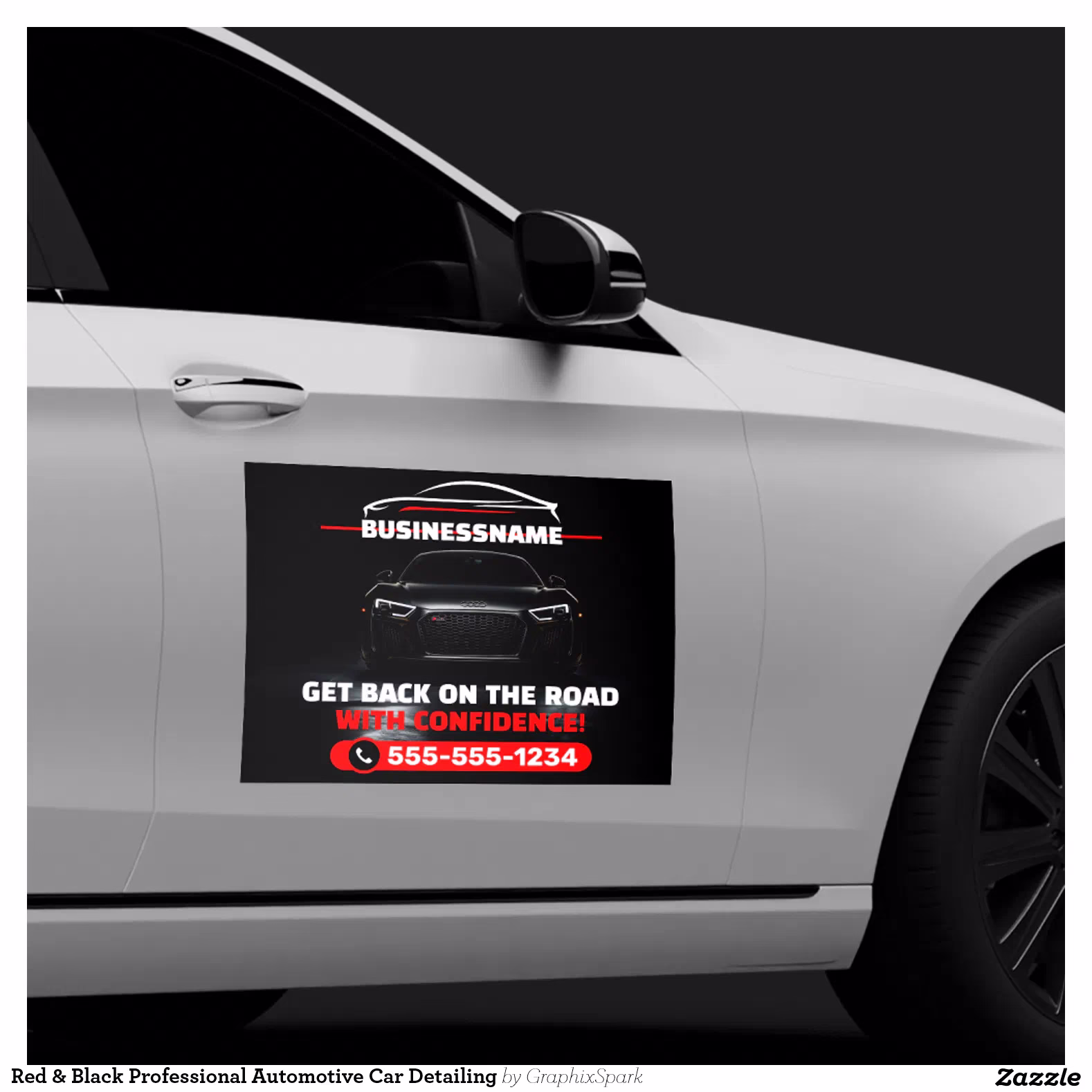 Red & Black Professional Automotive Car Detailing Car Magnet