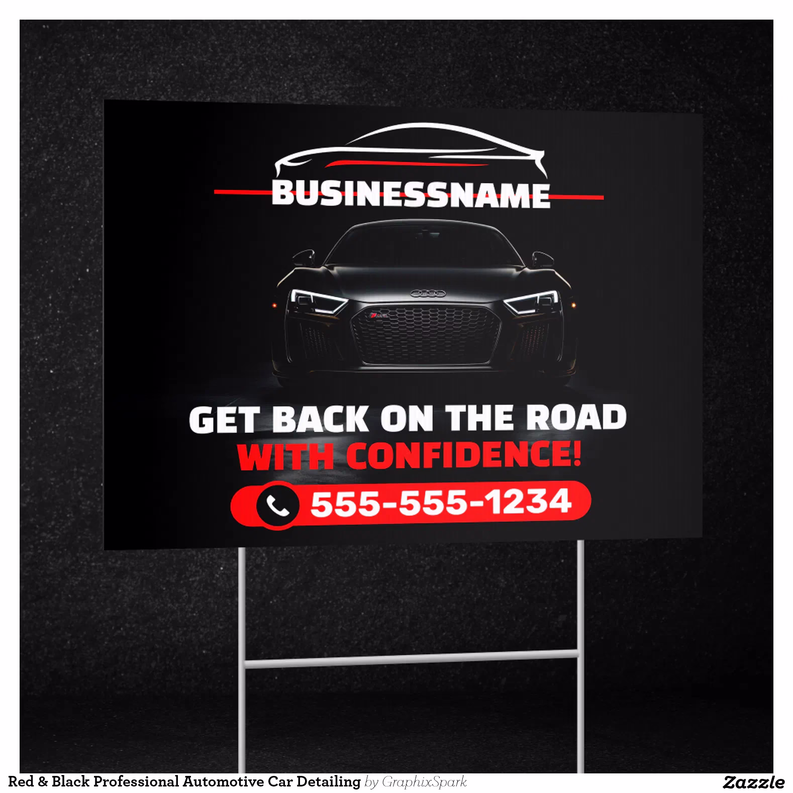 Red & Black Professional Automotive Car Detailing Sign