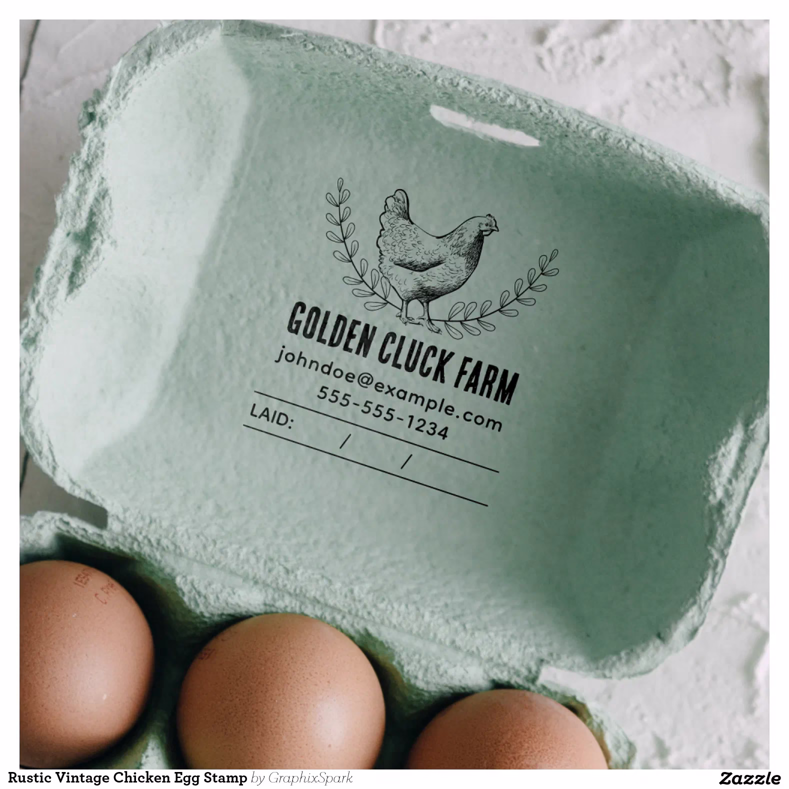 Rustic Vintage Chicken Egg Stamp