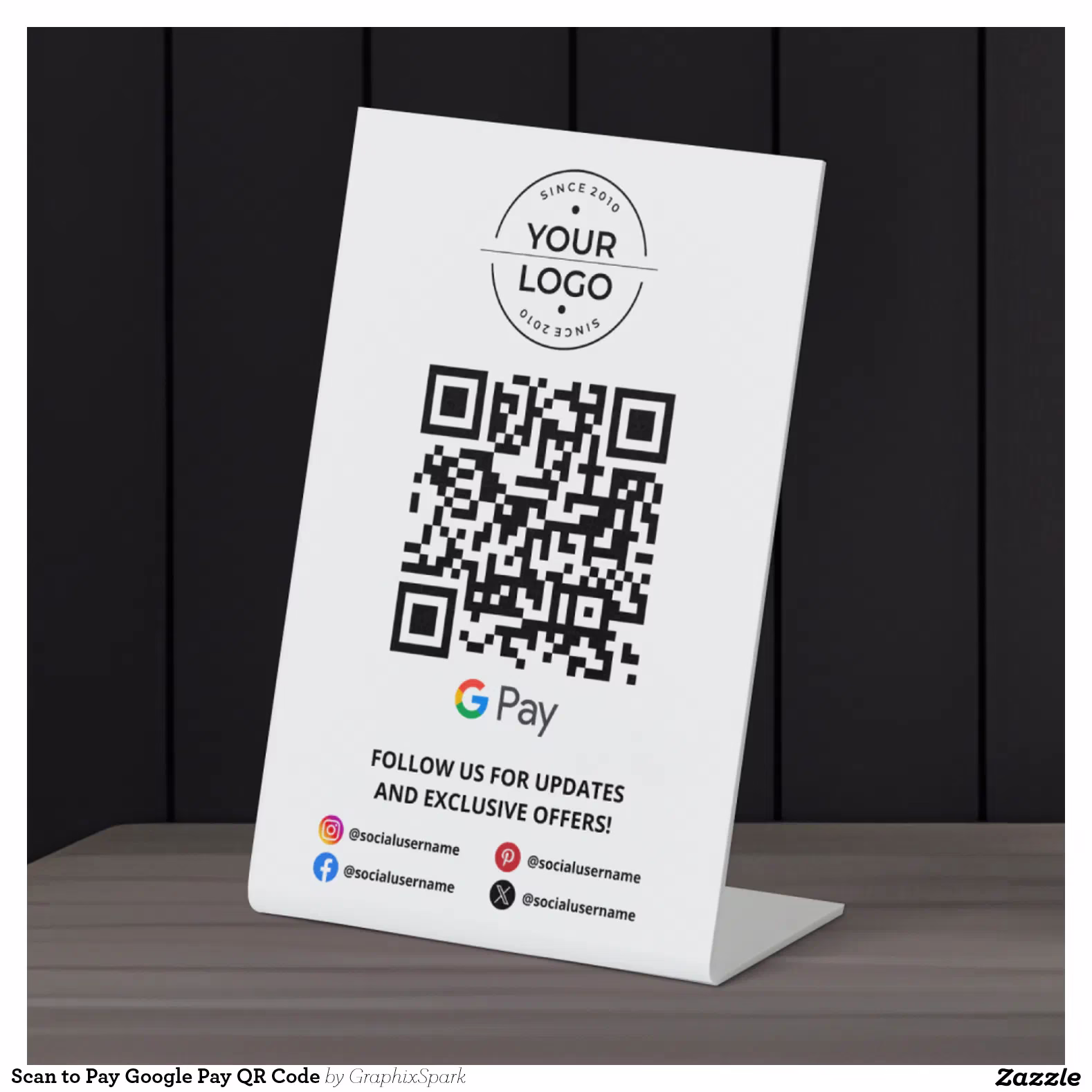 Scan to Pay Google Pay QR Code Pedestal Sign