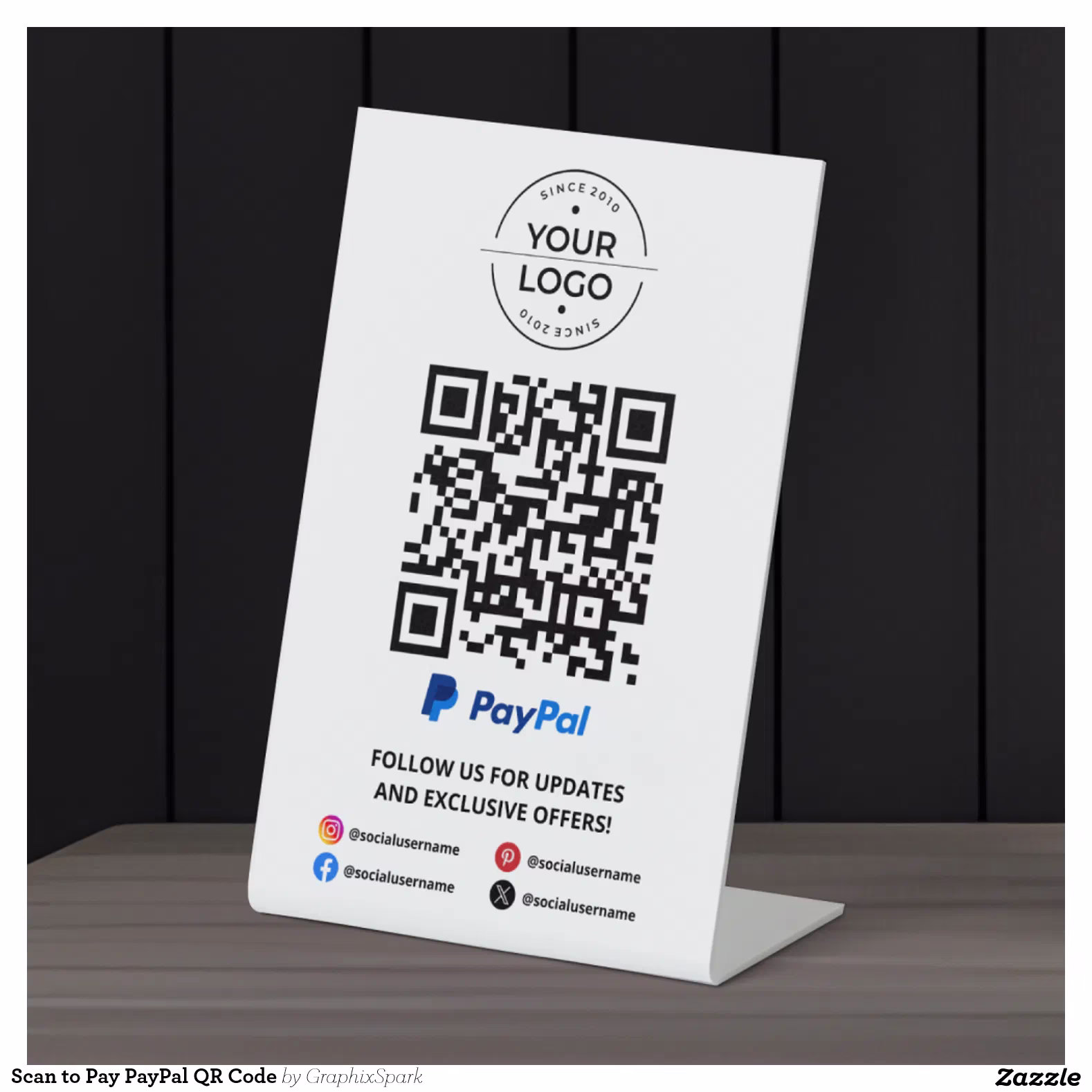 Scan to Pay PayPal QR Code Pedestal Sign