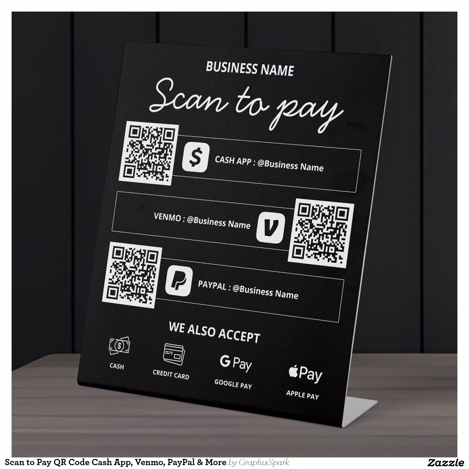 Scan to Pay QR Code Cash App, Venmo, PayPal & More Pedestal Sign