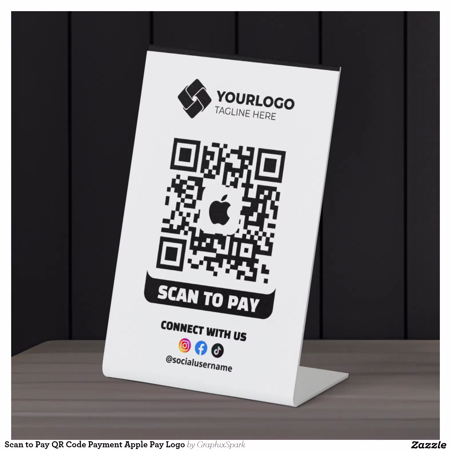 Scan to Pay QR Code Payment Apple Pay Logo Pedestal Sign