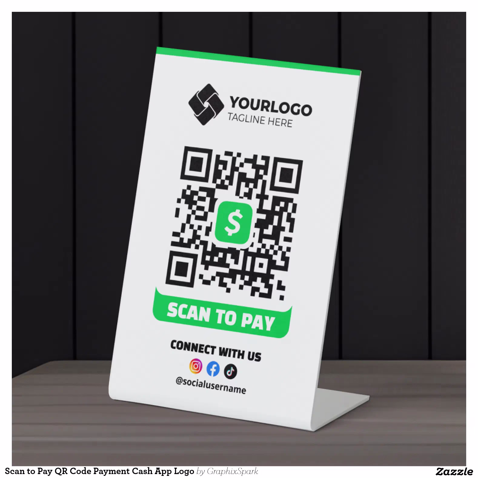 Scan to Pay QR Code Payment Cash App Logo Pedestal Sign