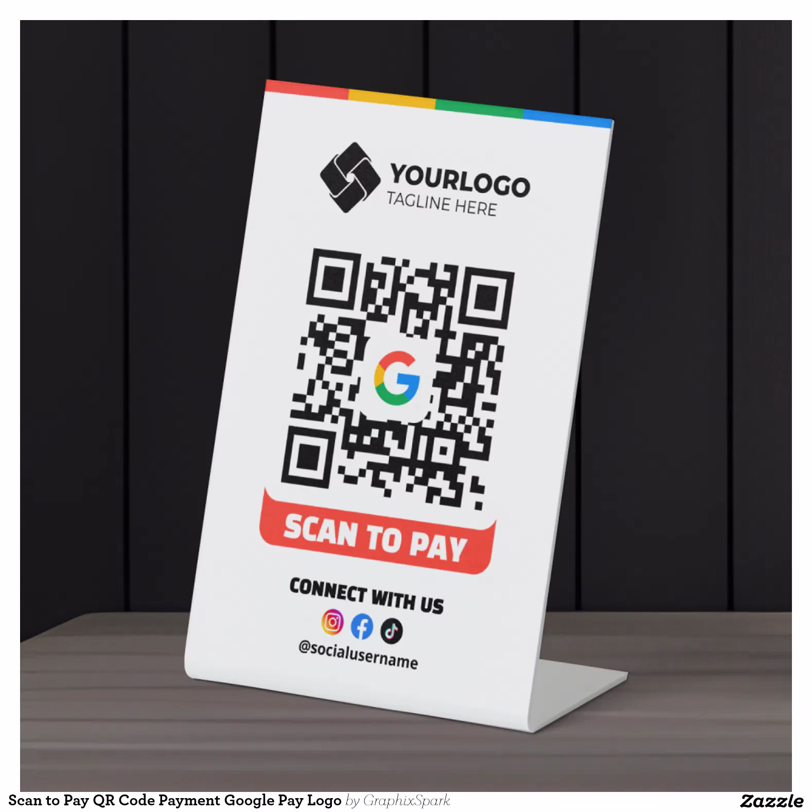 Scan to Pay QR Code Payment Google Pay Logo Pedestal Sign