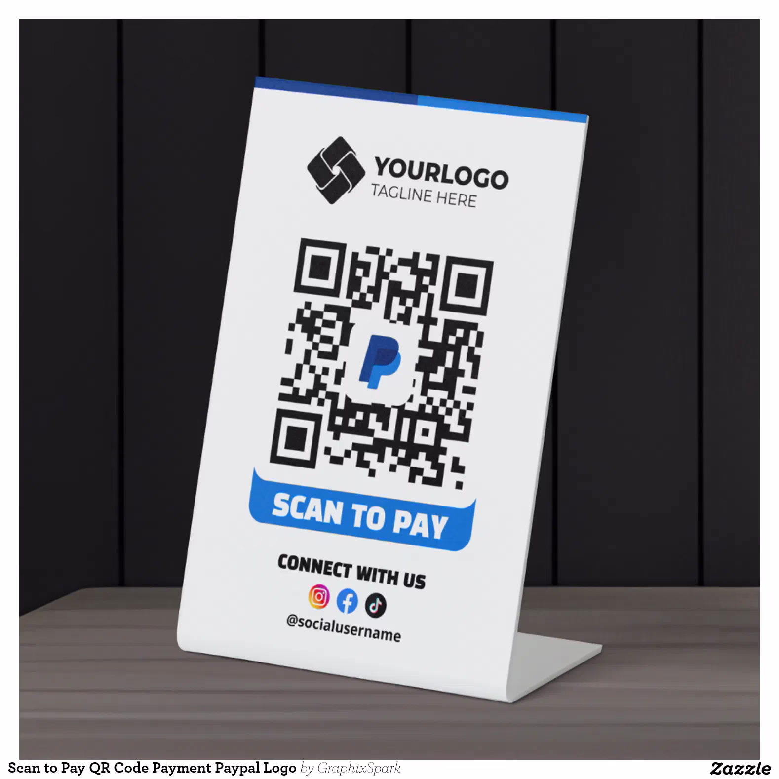 Scan to Pay QR Code Payment Paypal Logo Pedestal Sign