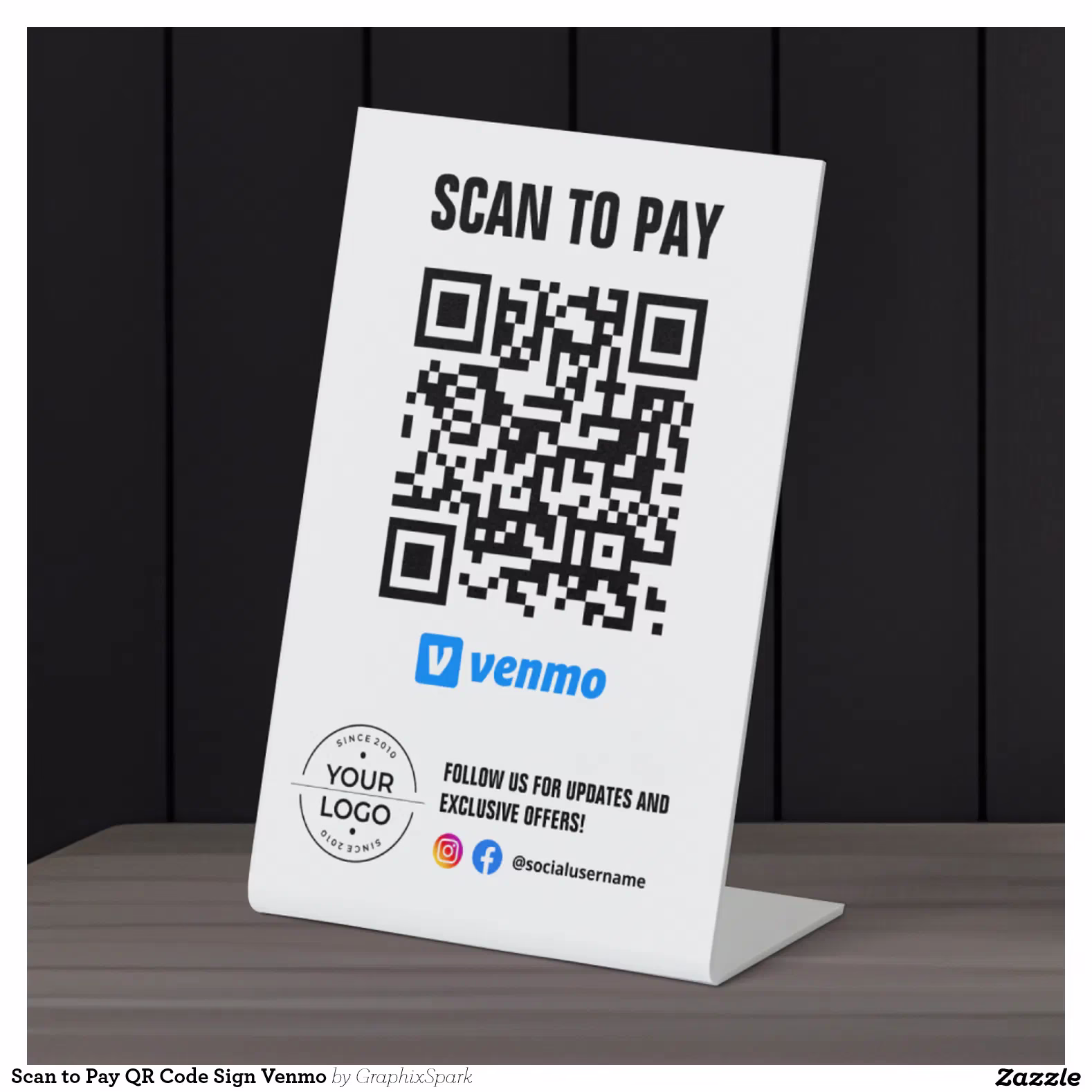 Scan to Pay QR Code Sign Venmo