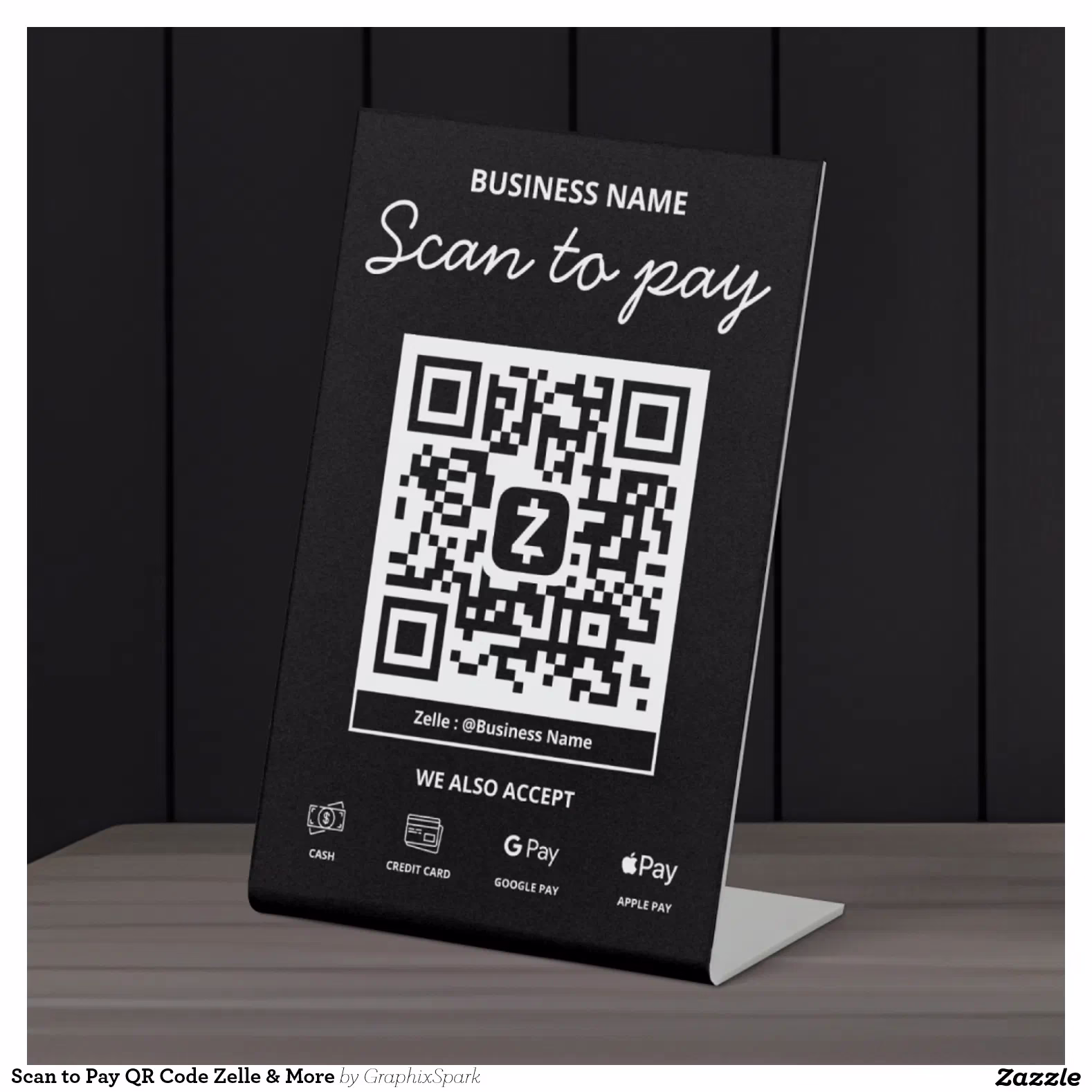Scan to Pay QR Code Zelle & More Pedestal Sign