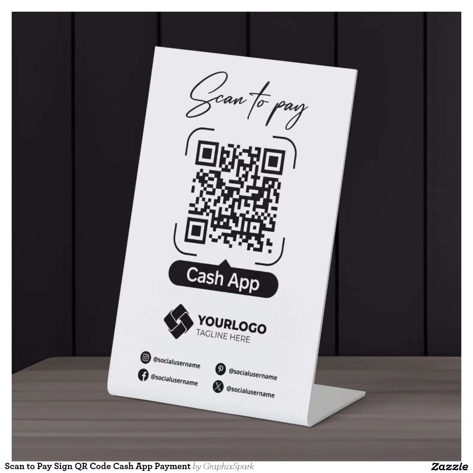 Scan to Pay Sign QR Code Cash App Payment