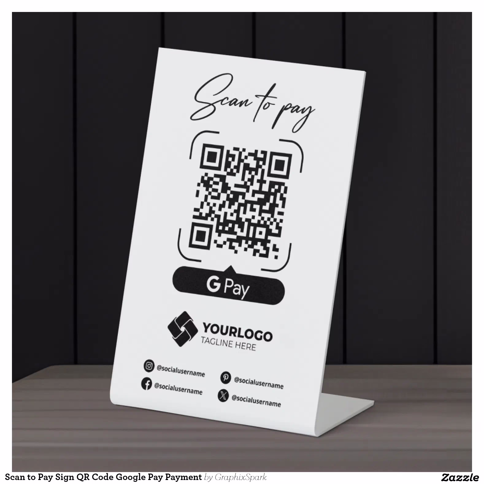 Scan to Pay Sign QR Code Google Pay Payment