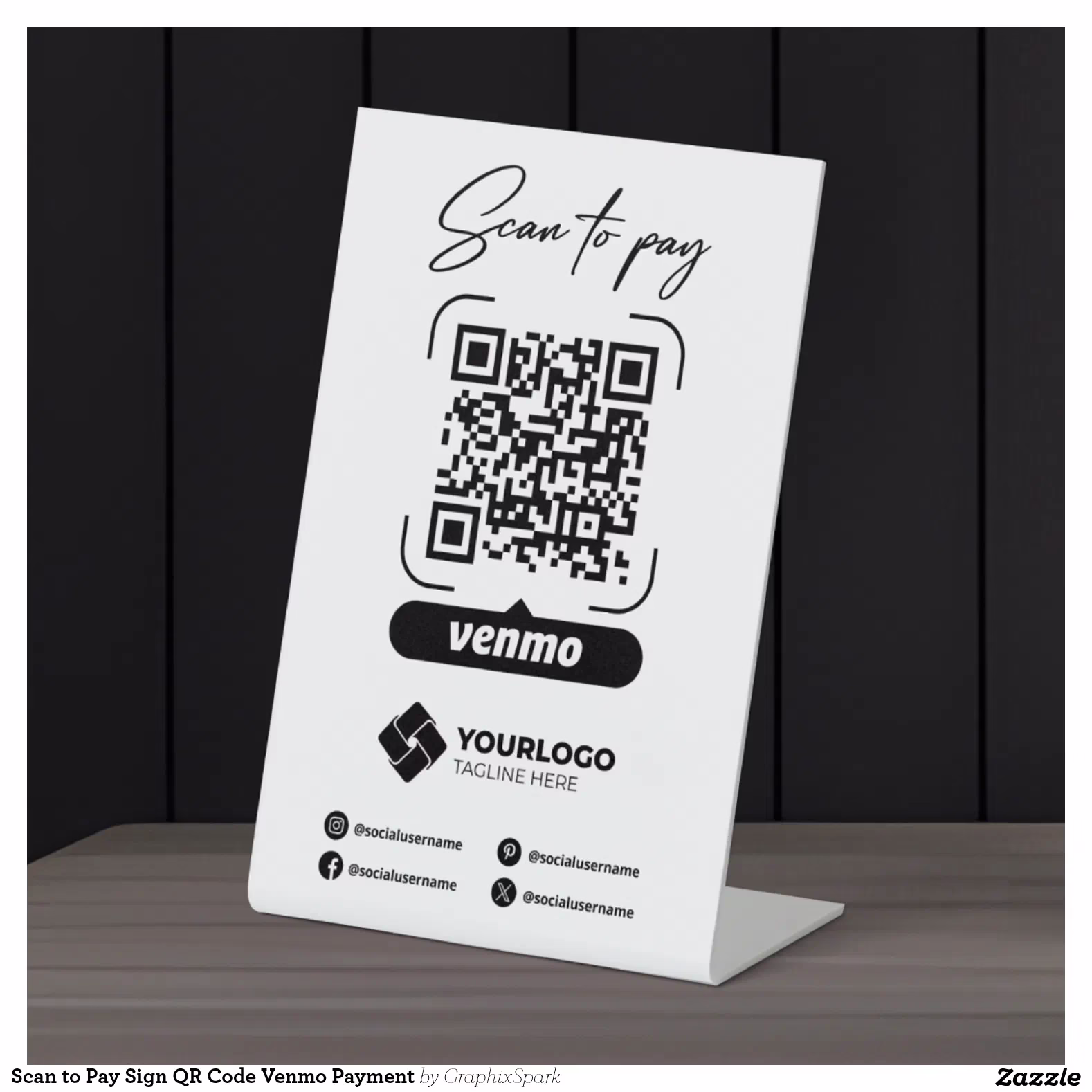 Scan to Pay Sign QR Code Venmo Payment