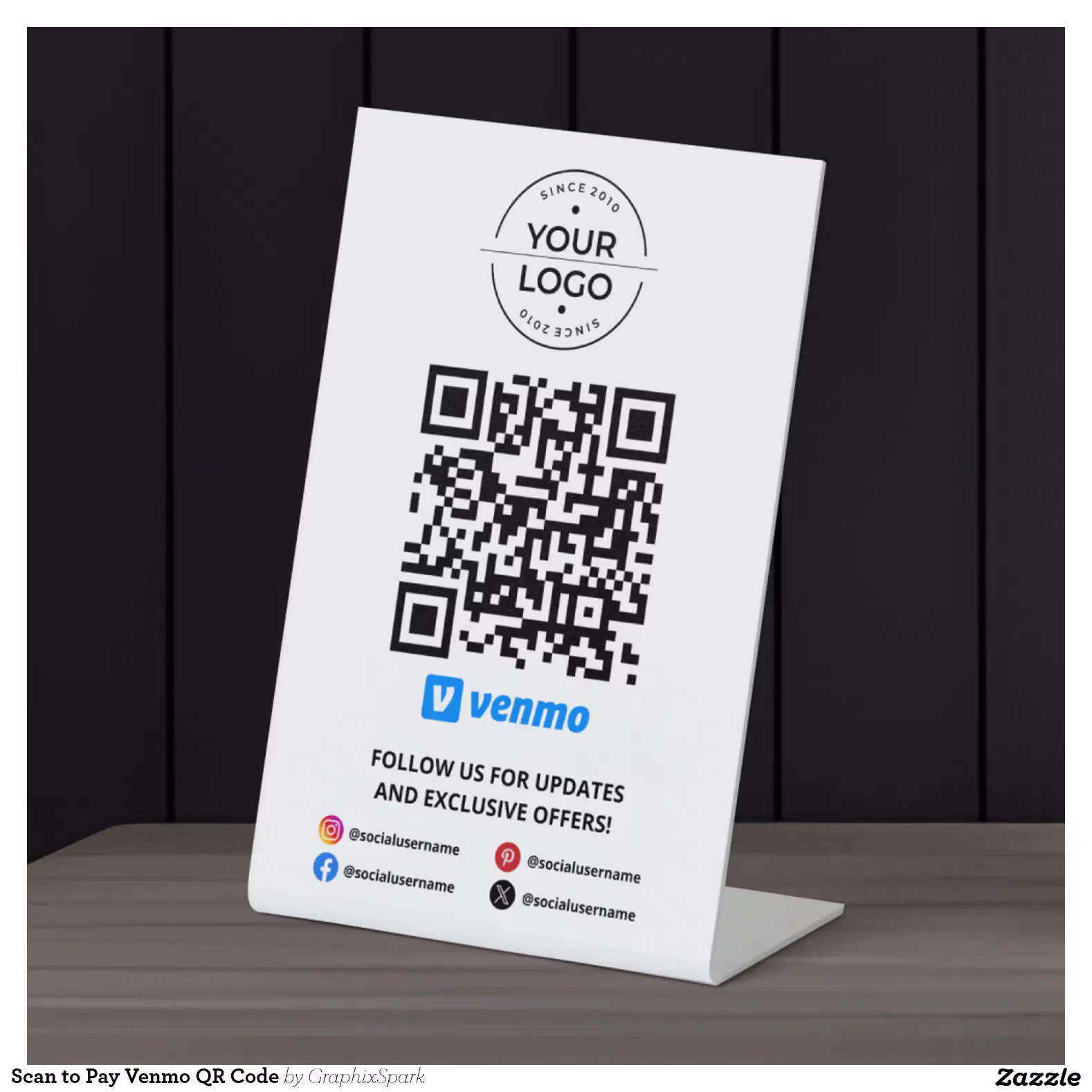 Scan to Pay Venmo QR Code Pedestal Sign