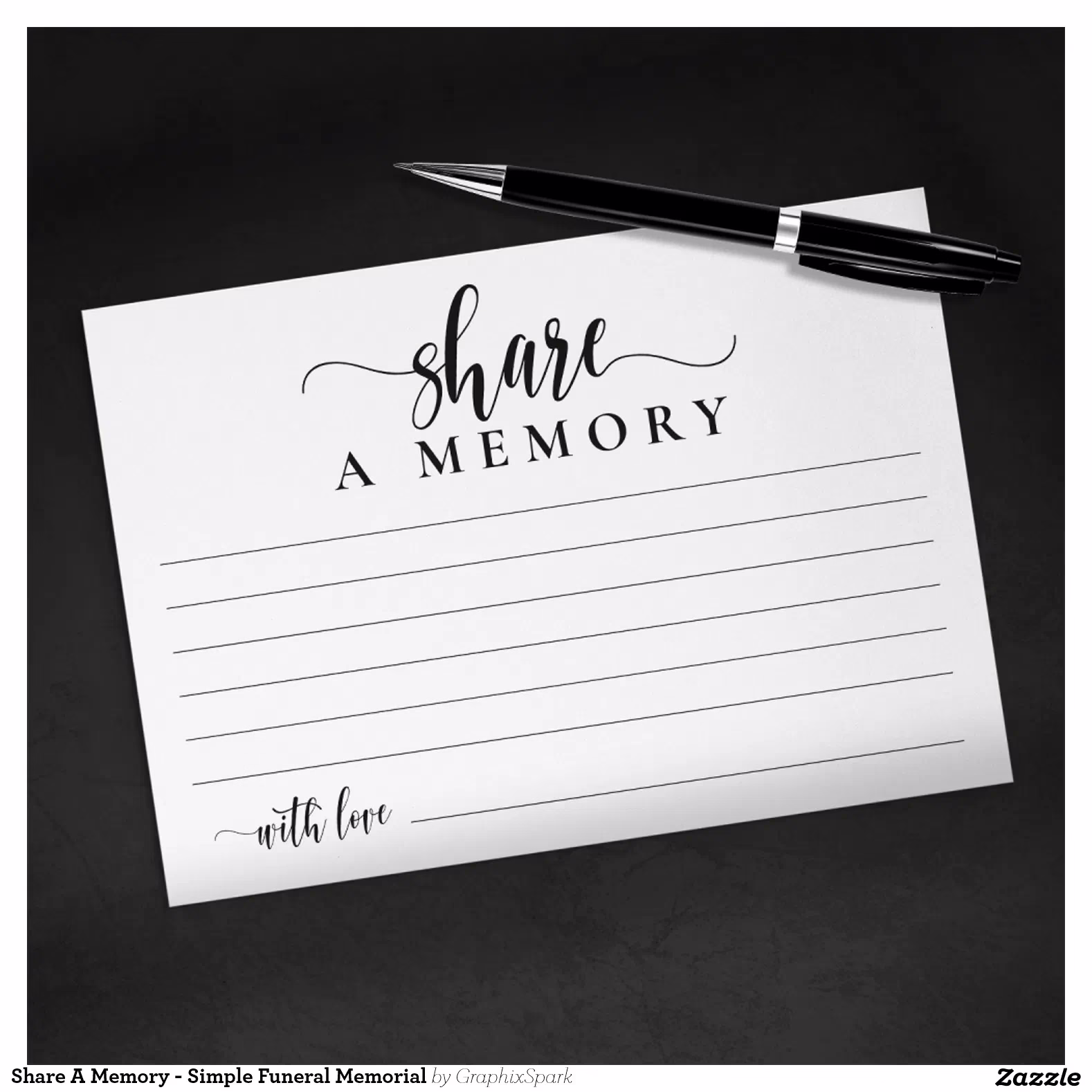 Share A Memory - Simple Funeral Memorial Enclosure Card