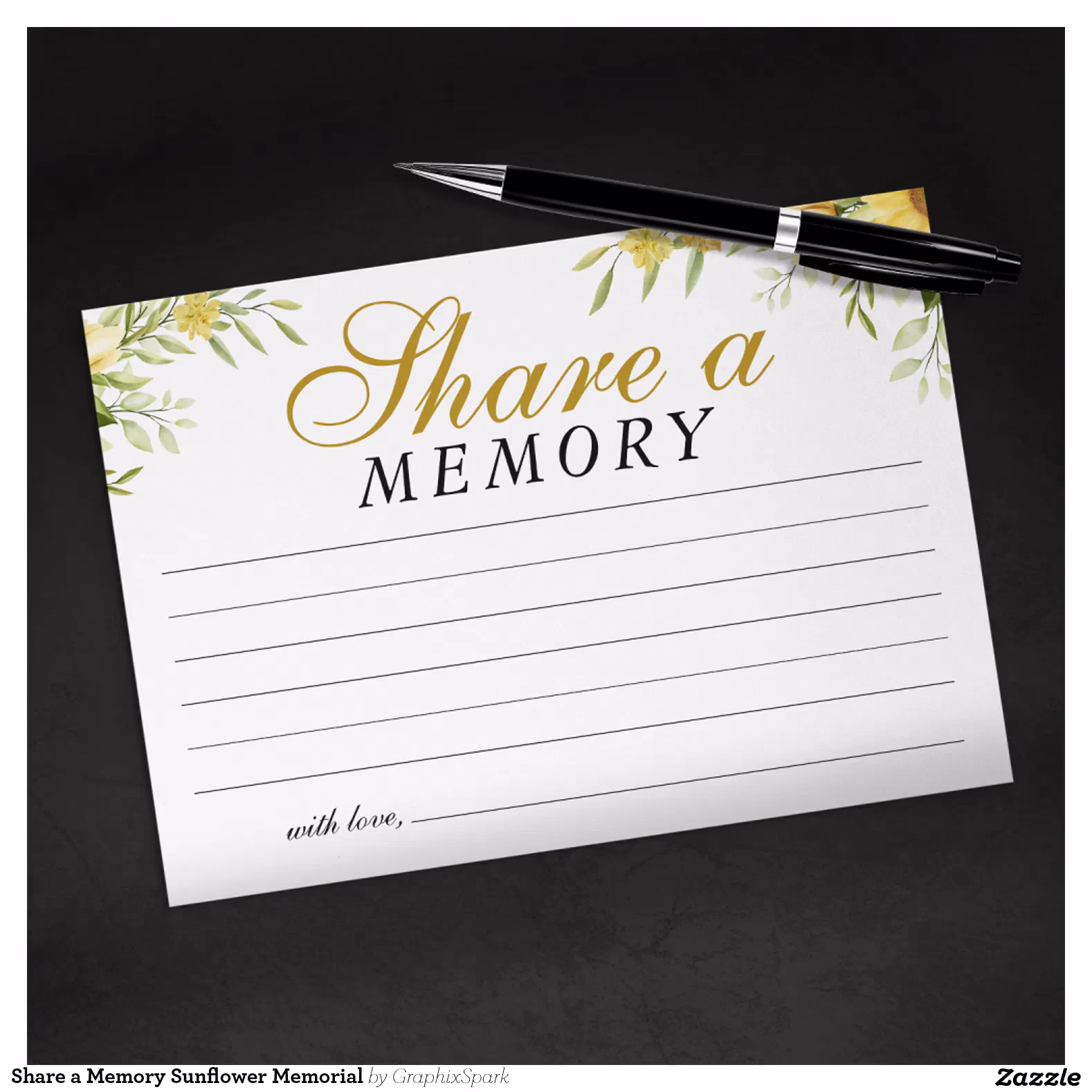 Share a Memory Sunflower Memorial Enclosure Card