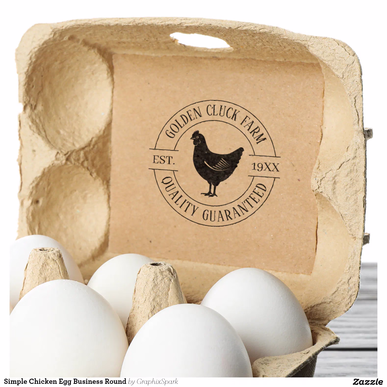 Simple Chicken Egg Business Round Rubber Stamp