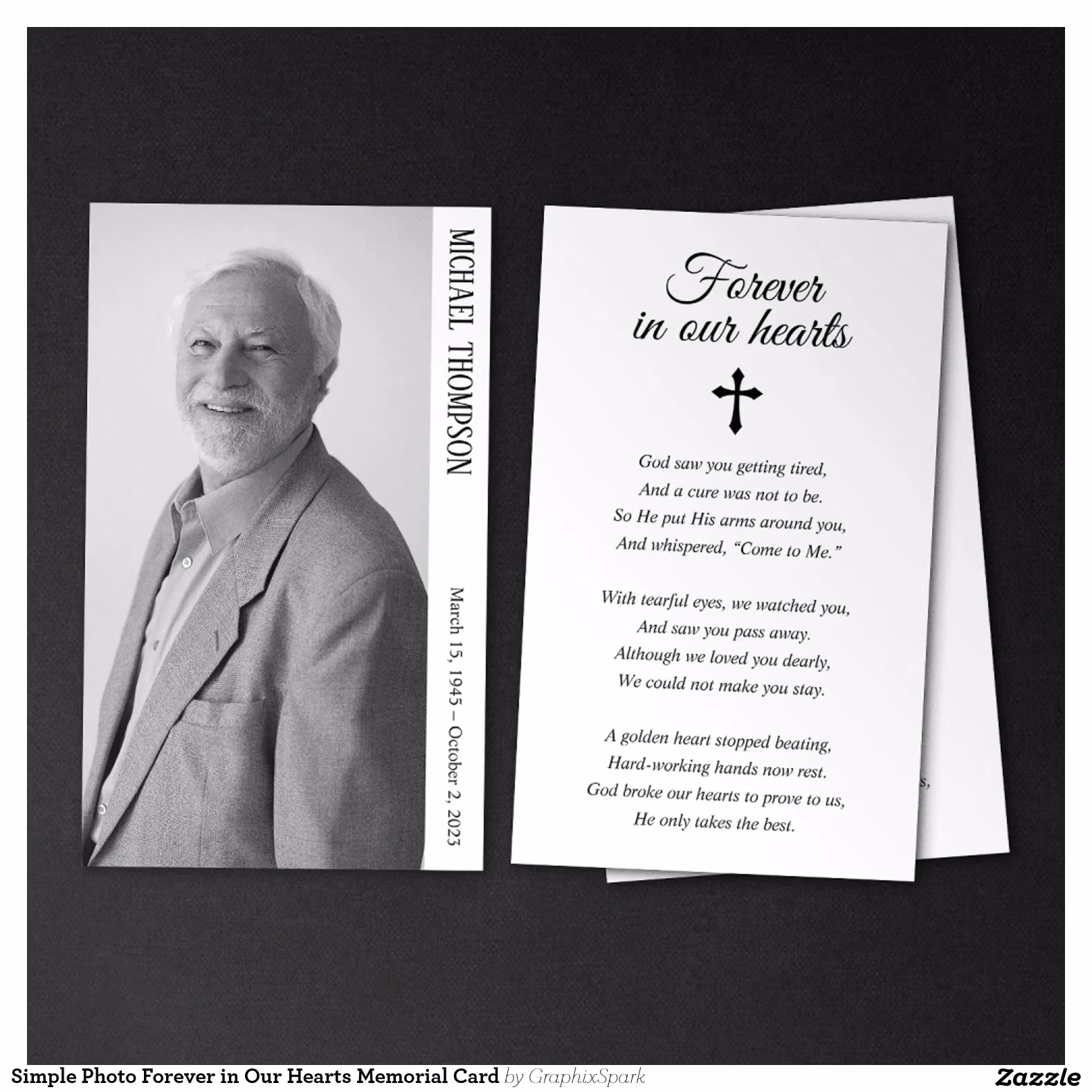 Simple Photo Forever in Our Hearts Memorial Card