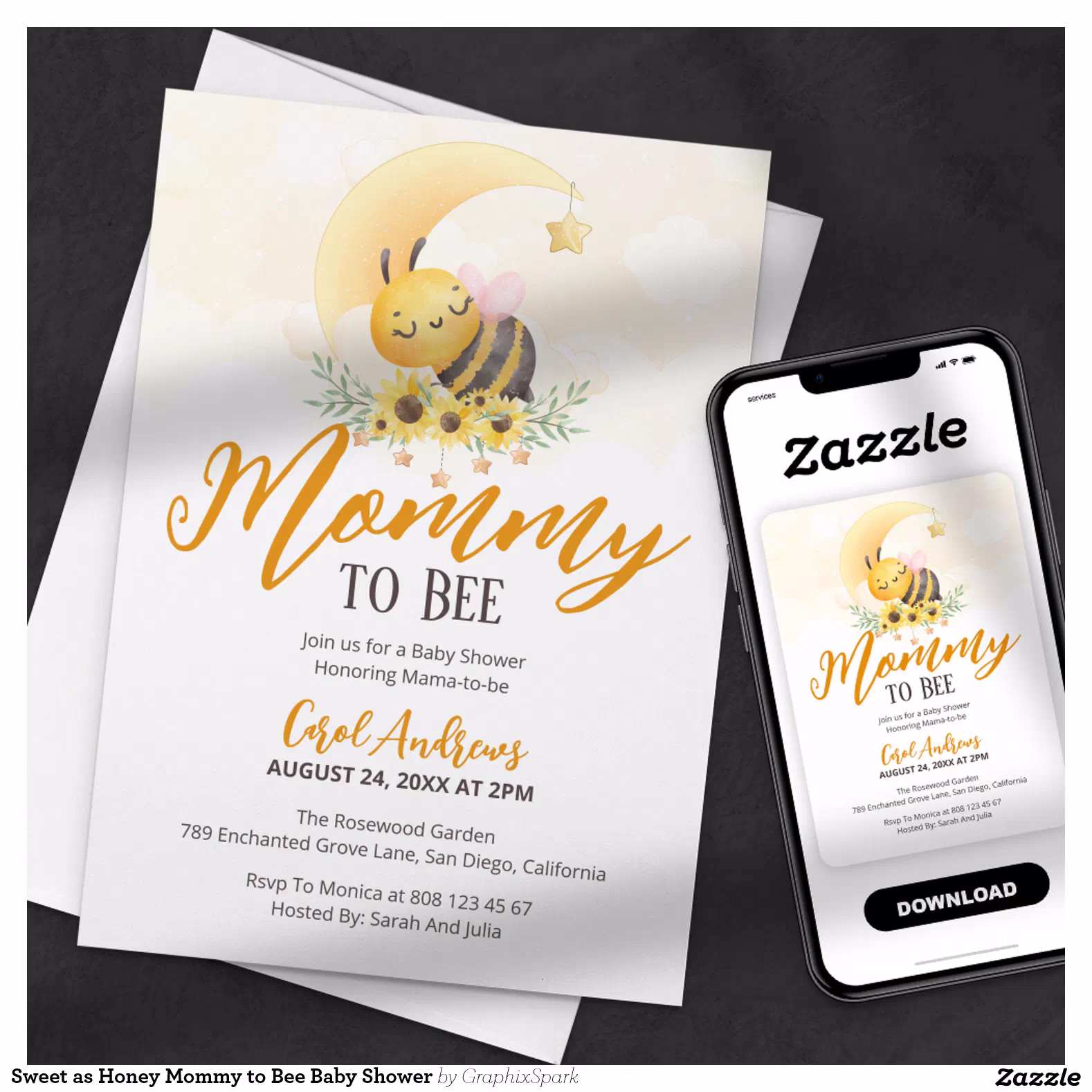 Sweet as Honey Mommy to Bee Baby Shower Invitation