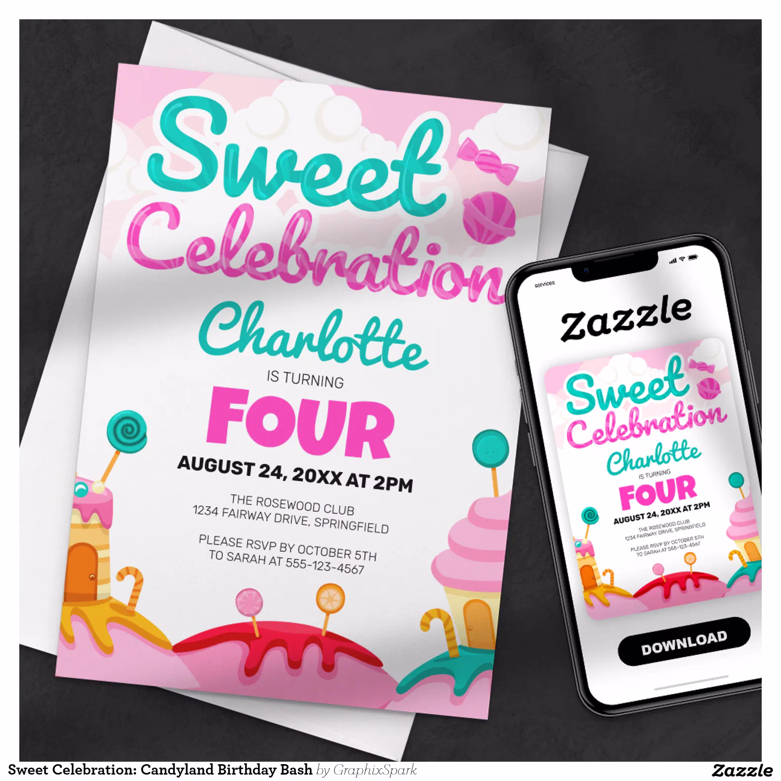 Sweet Celebration: Candyland Birthday Bash Invitation