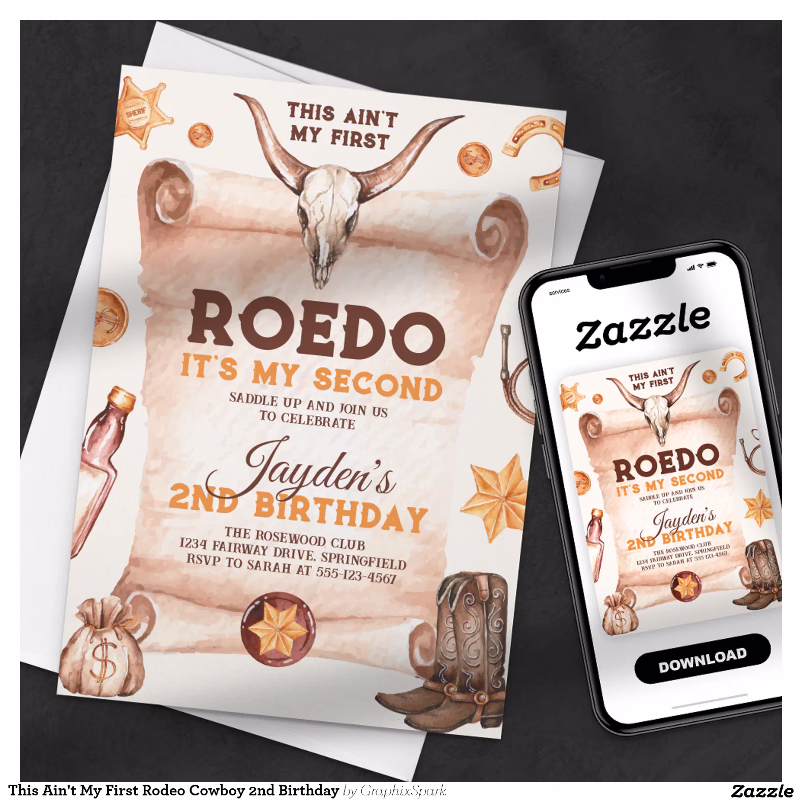 This Ain't My First Rodeo Cowboy 2nd Birthday Invitation