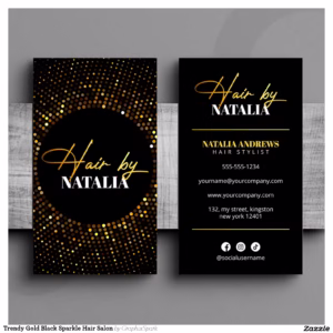 Trendy Gold Black Sparkle Hair Salon Business Card