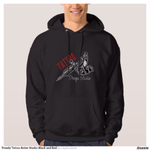 Trendy Tattoo Artist Studio Black and Red Hoodie
