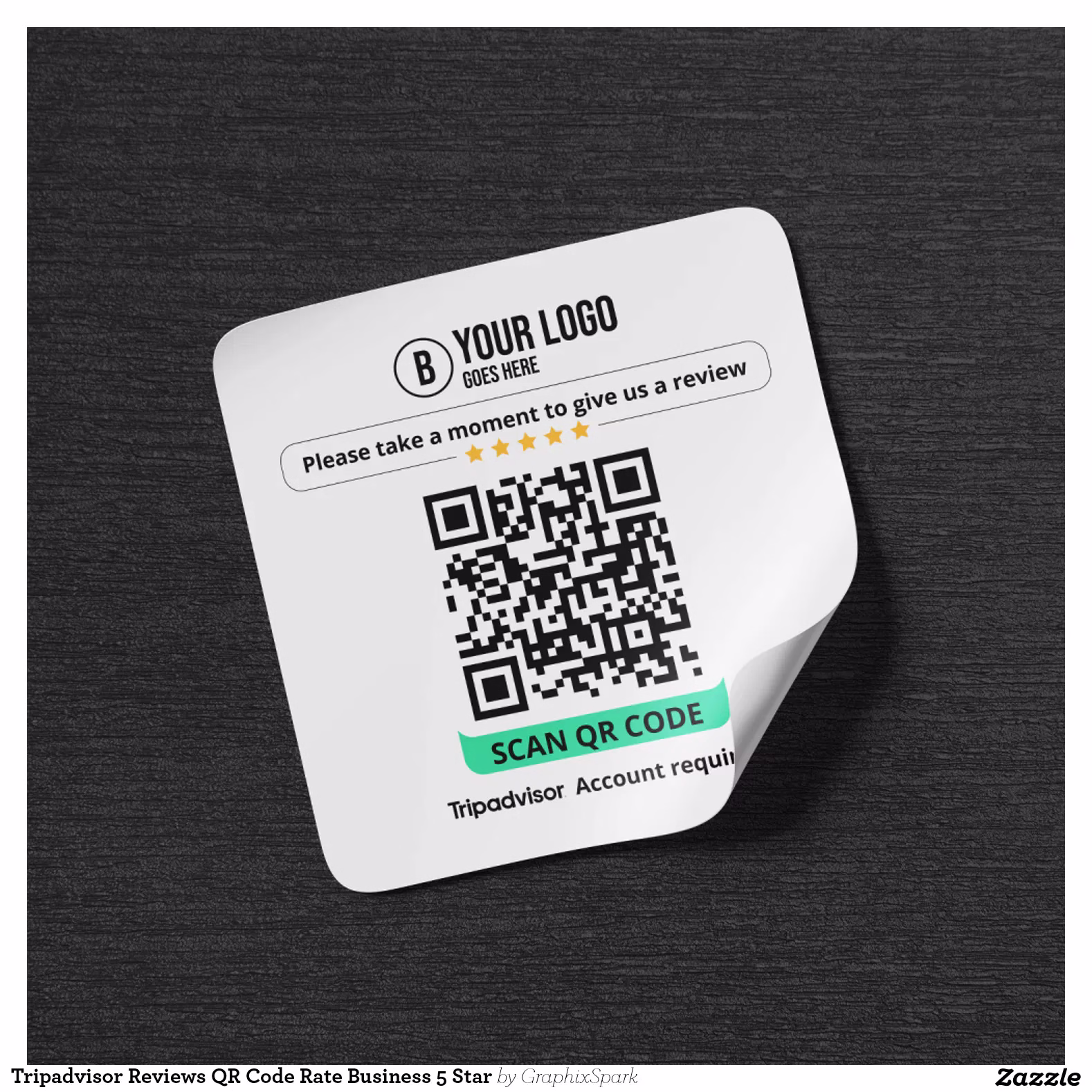 Tripadvisor Reviews QR Code Rate Business 5 Star Square Sticker