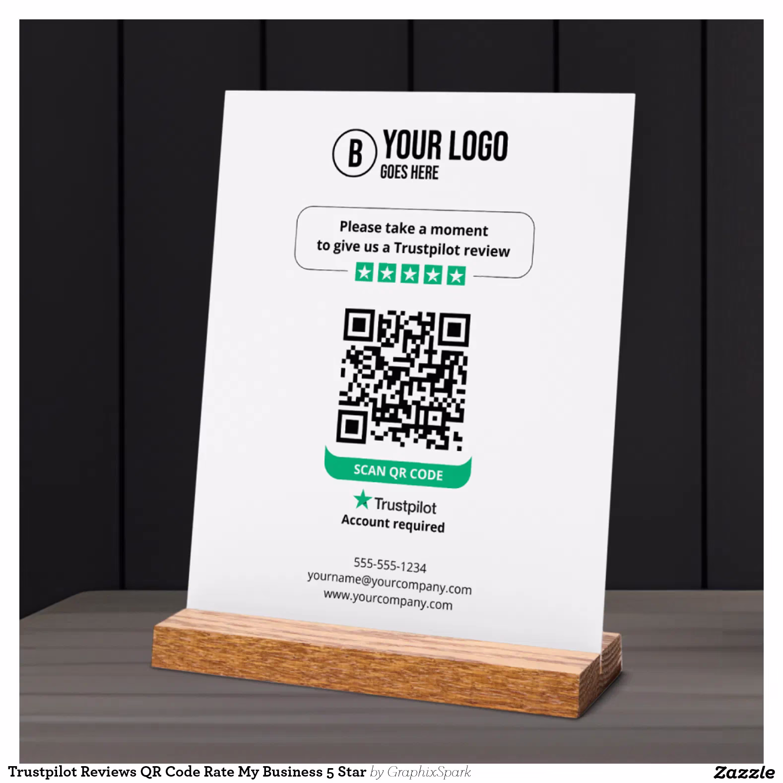 Trustpilot Reviews QR Code Rate My Business 5 Star Acrylic Sign