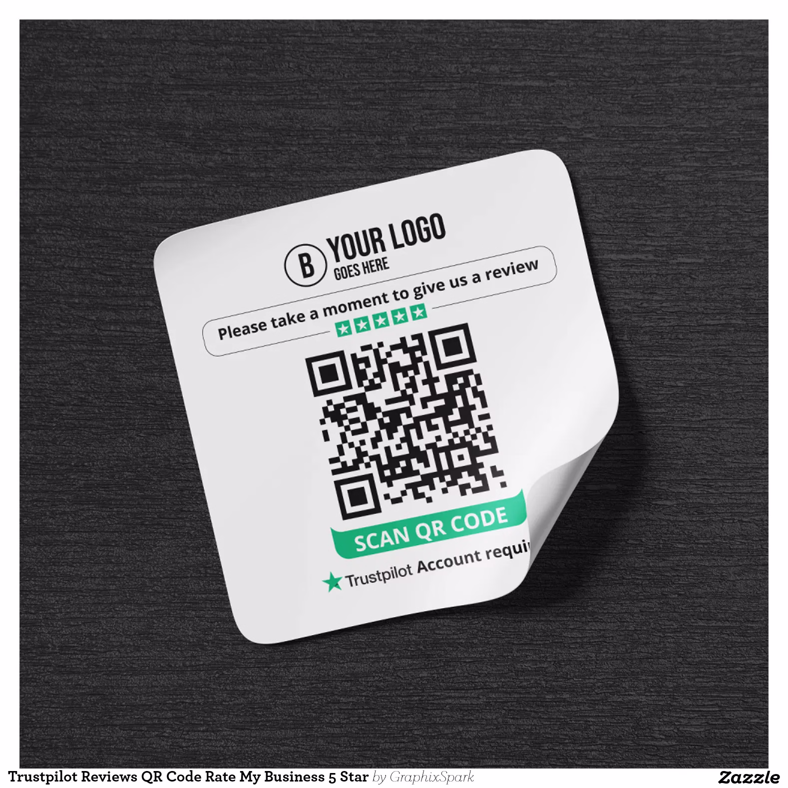 Trustpilot Reviews QR Code Rate My Business 5 Star Square Sticker