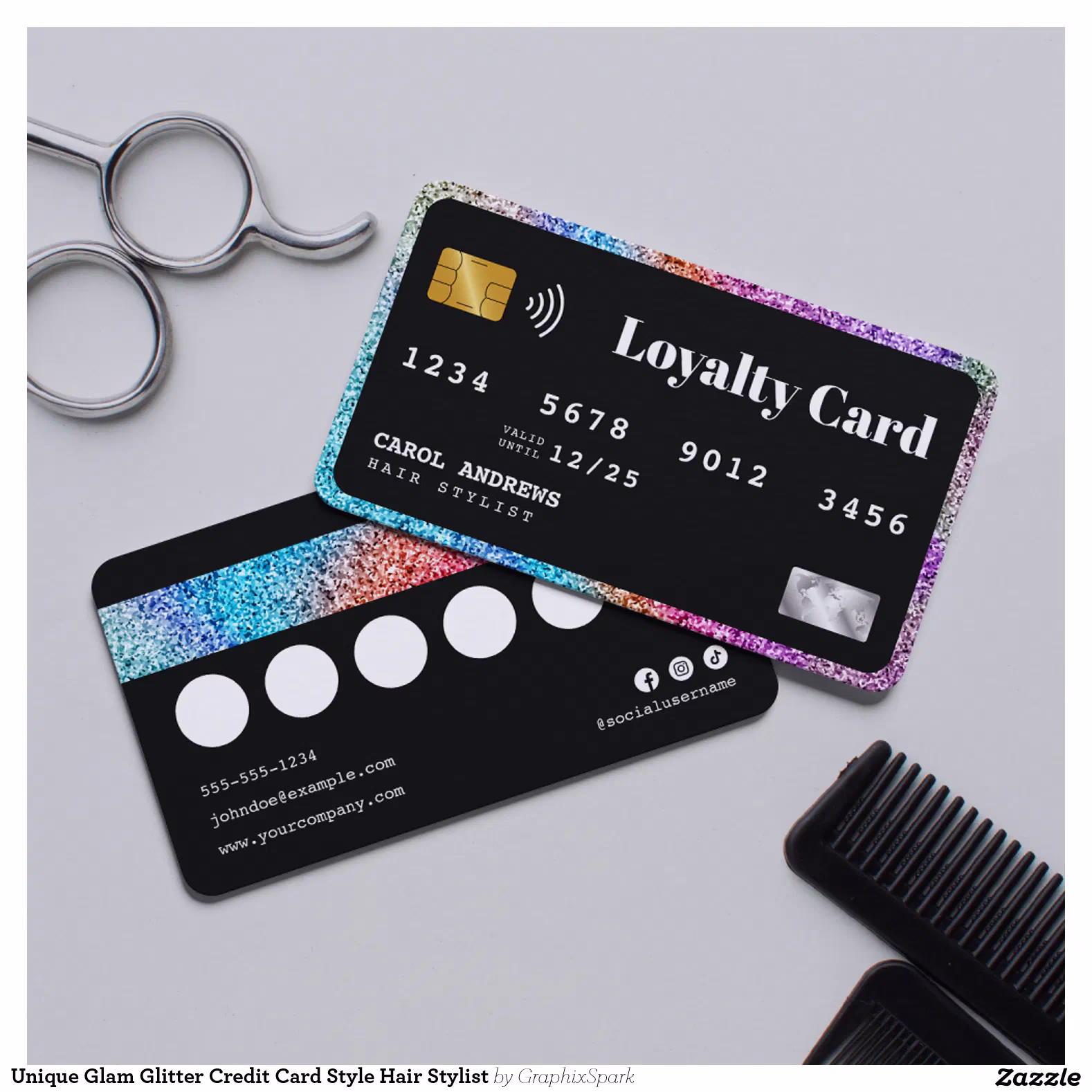 Unique Glam Glitter Credit Card Style Hair Stylist